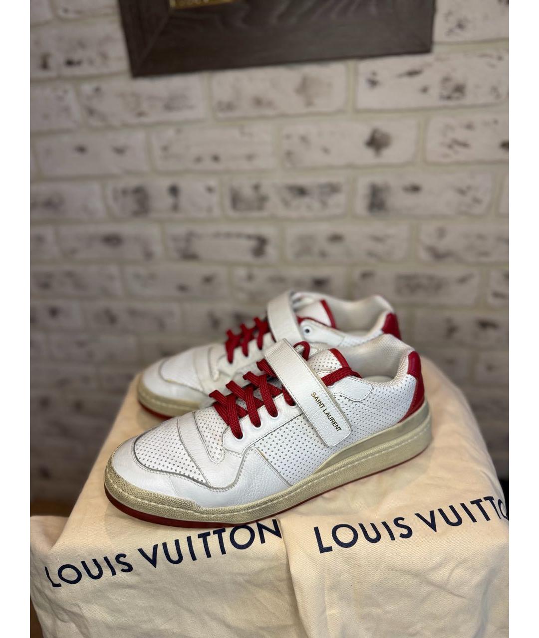SAINT LAURENT Белые кожаные низкие кроссовки / кеды, фото 2