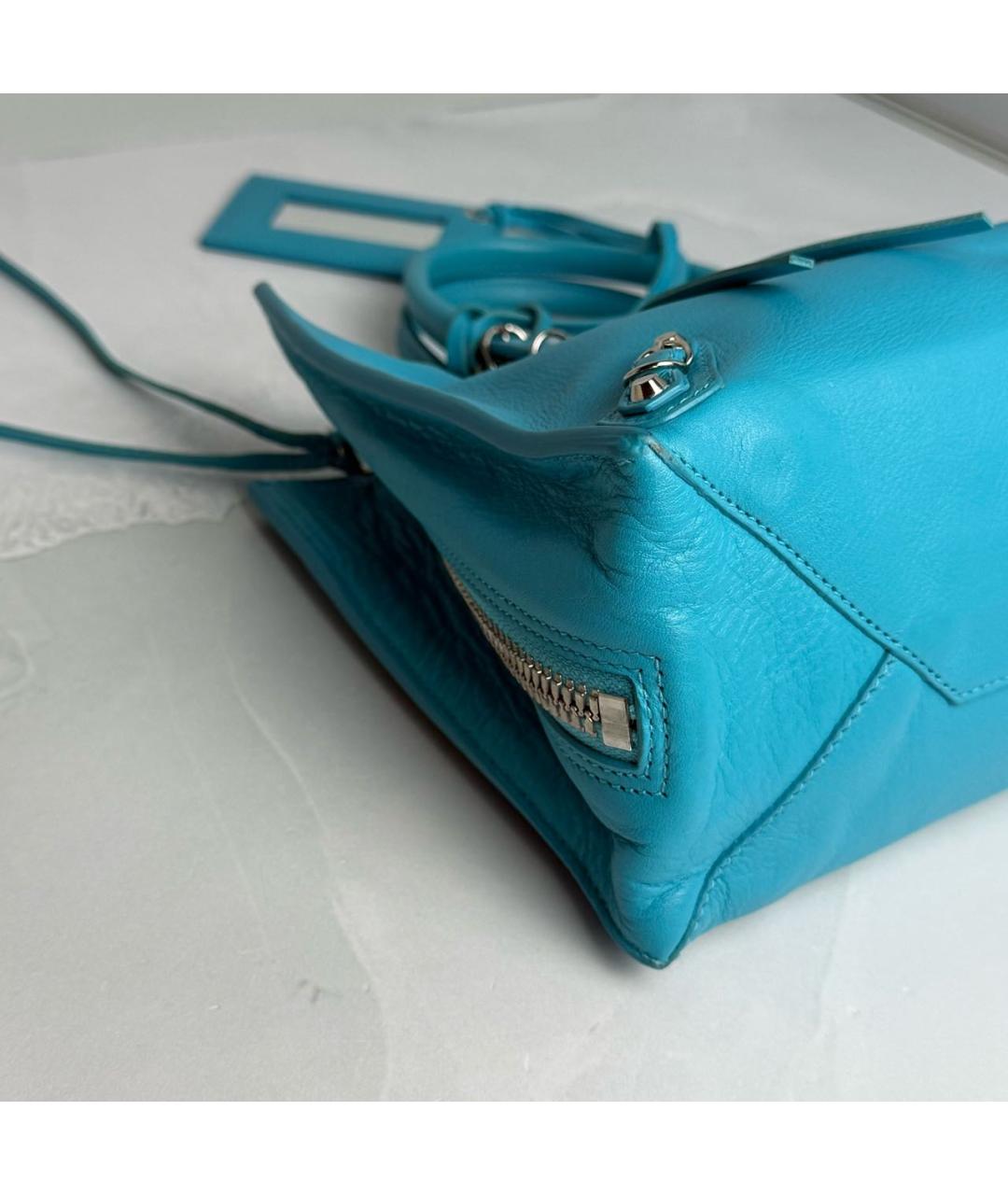 BALENCIAGA Голубая кожаная сумка тоут, фото 4