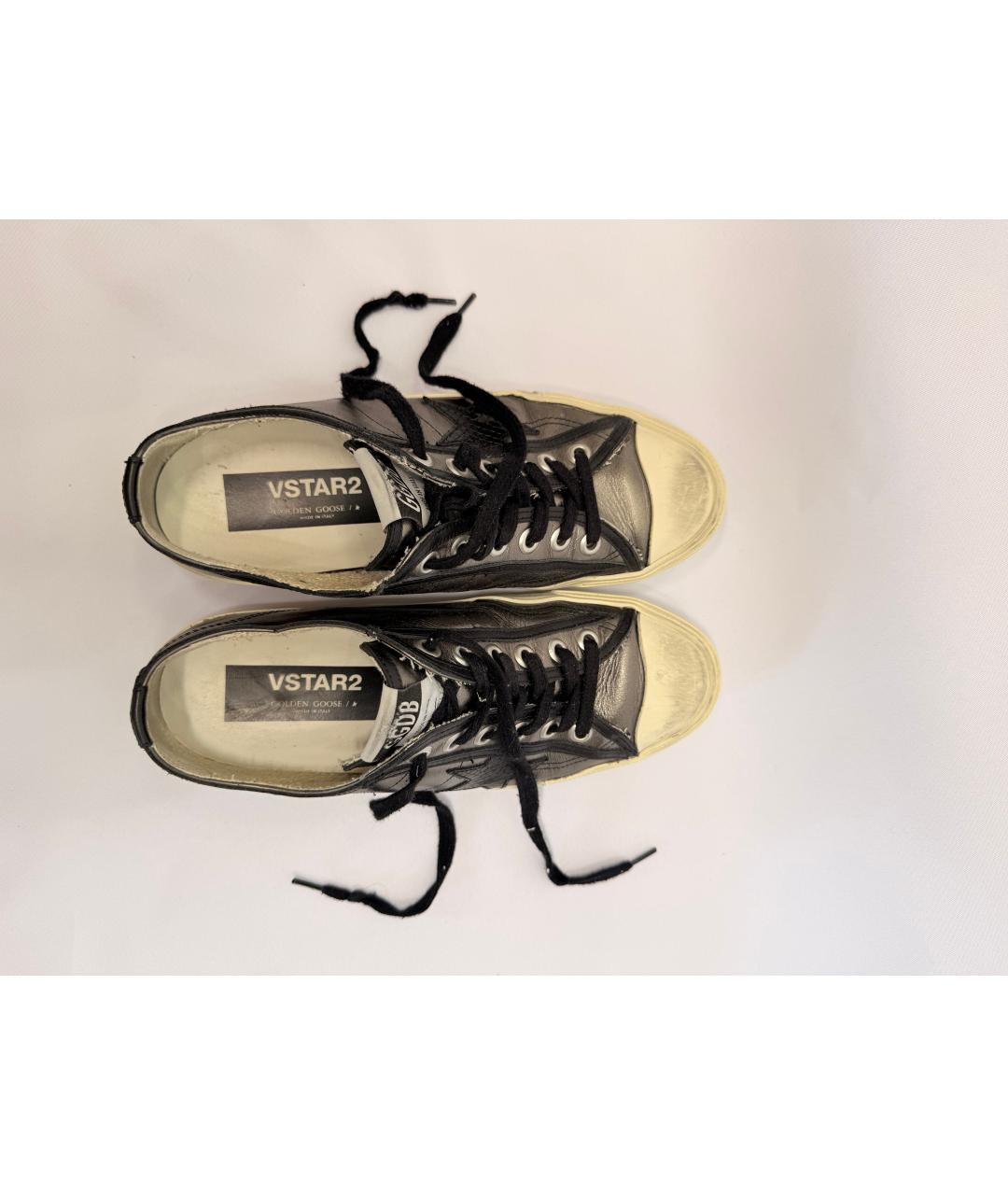 GOLDEN GOOSE Серебряные кожаные кеды, фото 8
