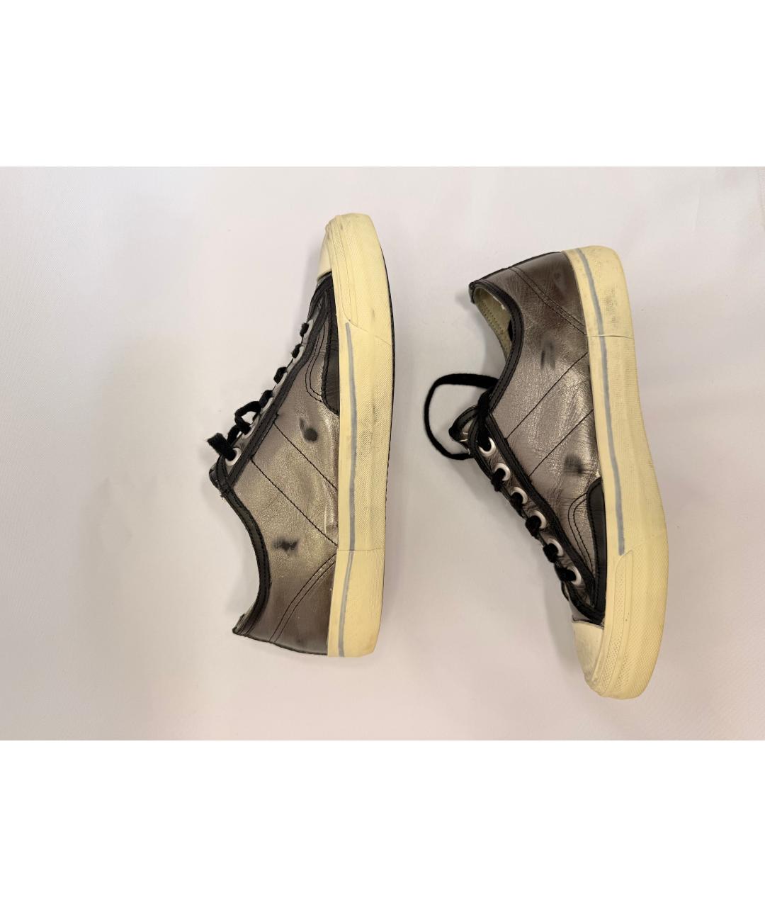 GOLDEN GOOSE Серебряные кожаные кеды, фото 5