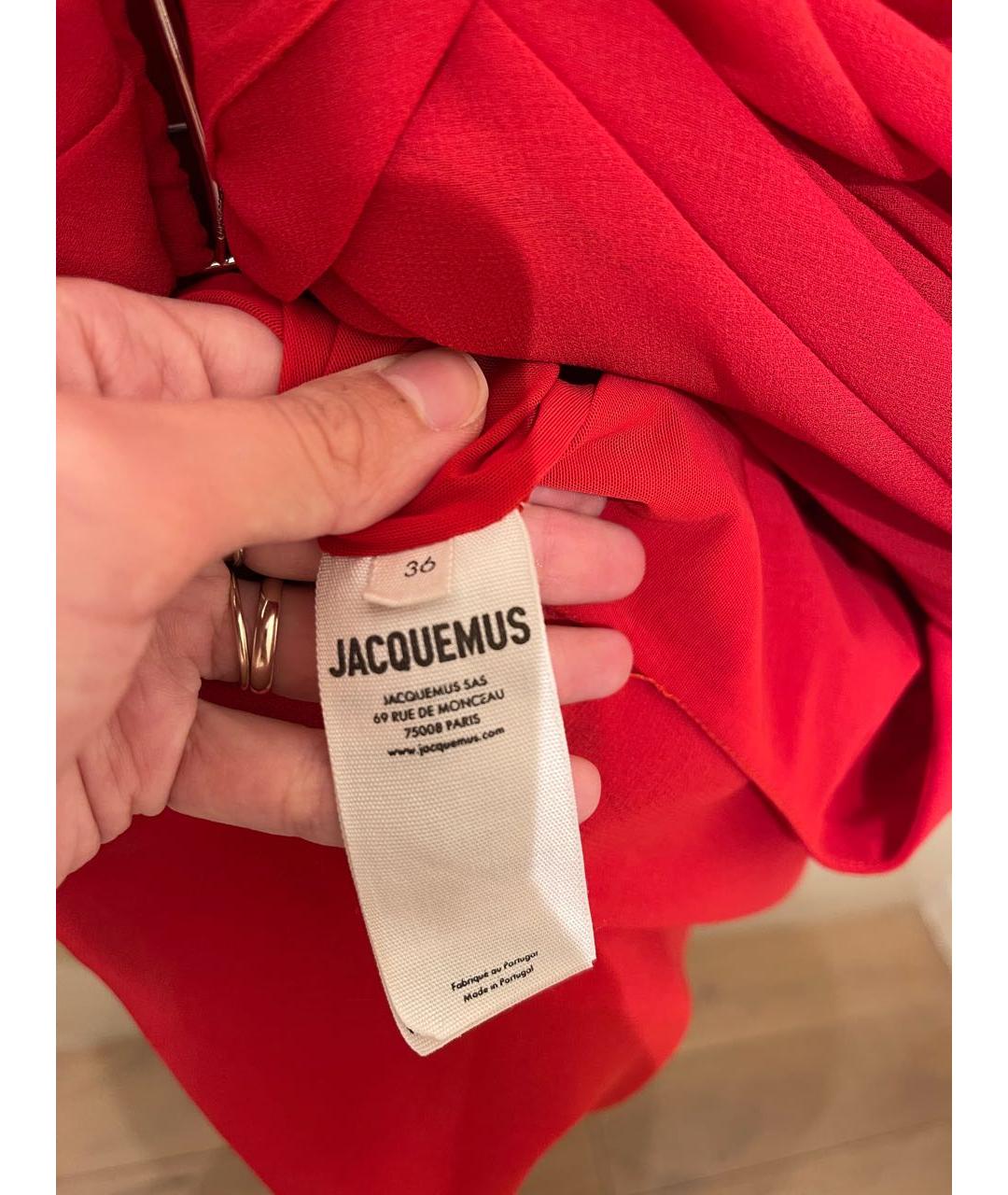 JACQUEMUS Красное вискозное коктейльное платье, фото 3