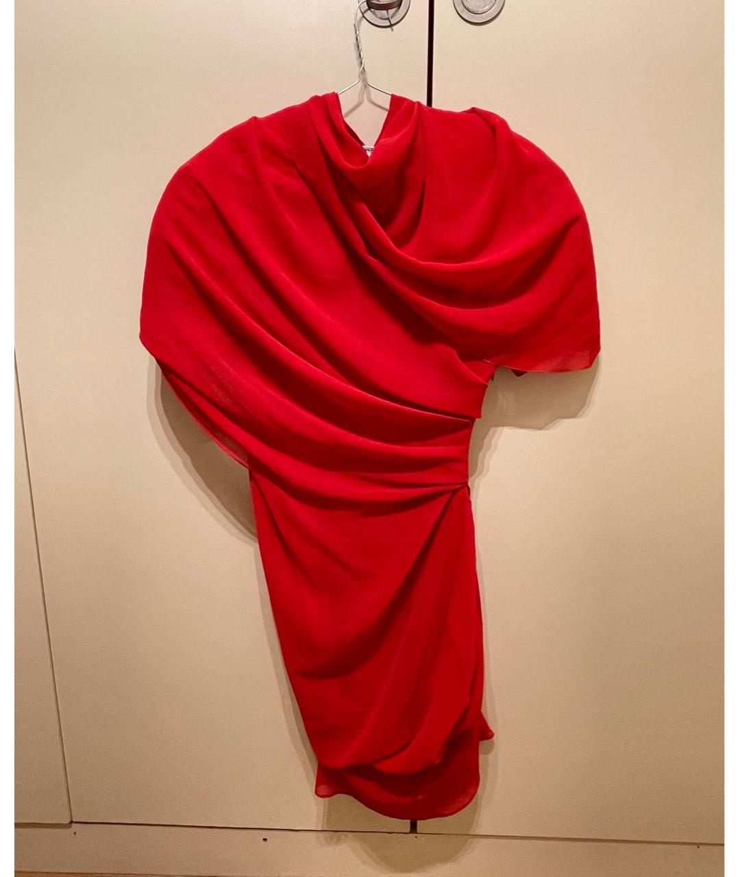 JACQUEMUS Красное вискозное коктейльное платье, фото 5