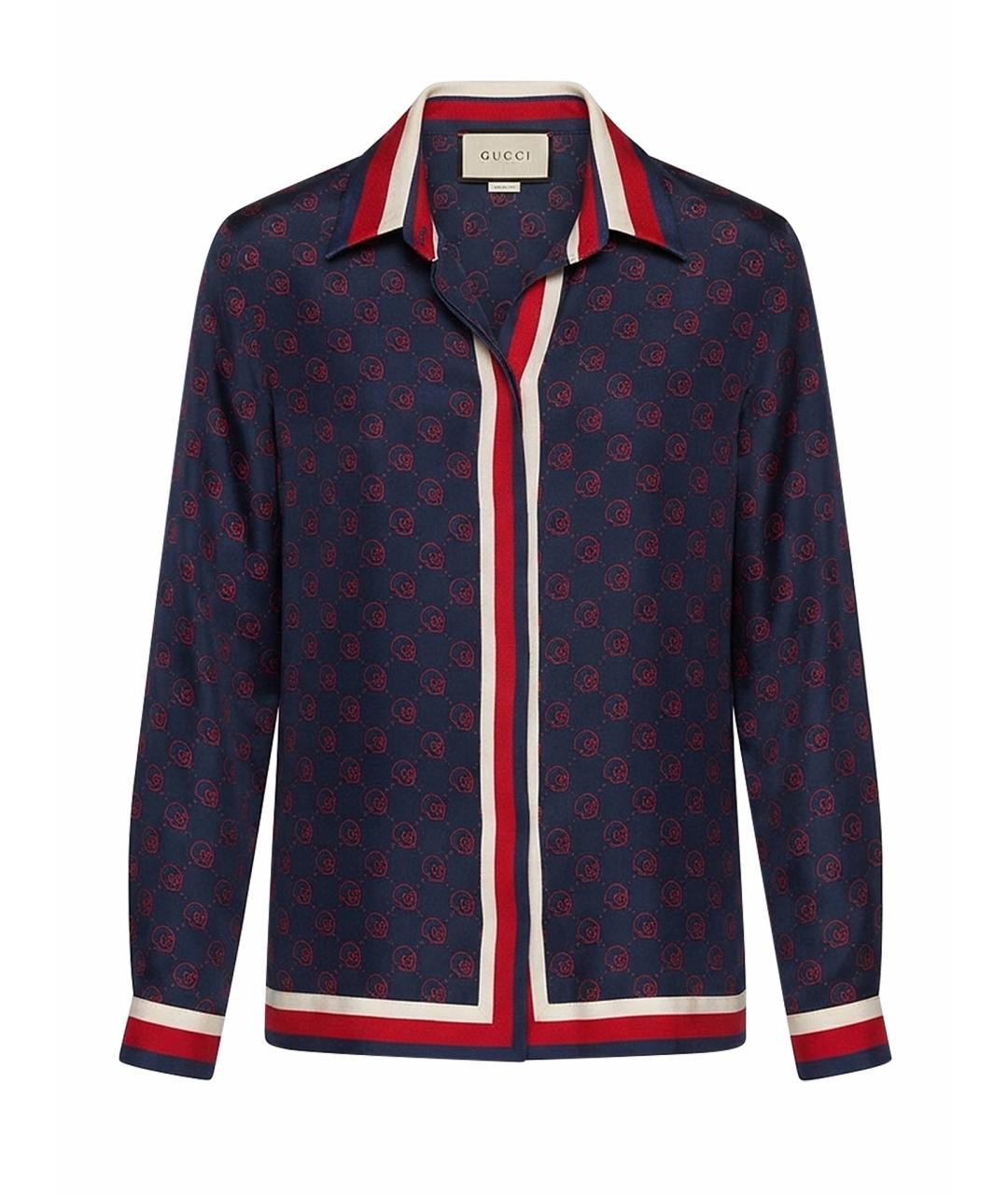 GUCCI Синяя шелковая рубашка, фото 1