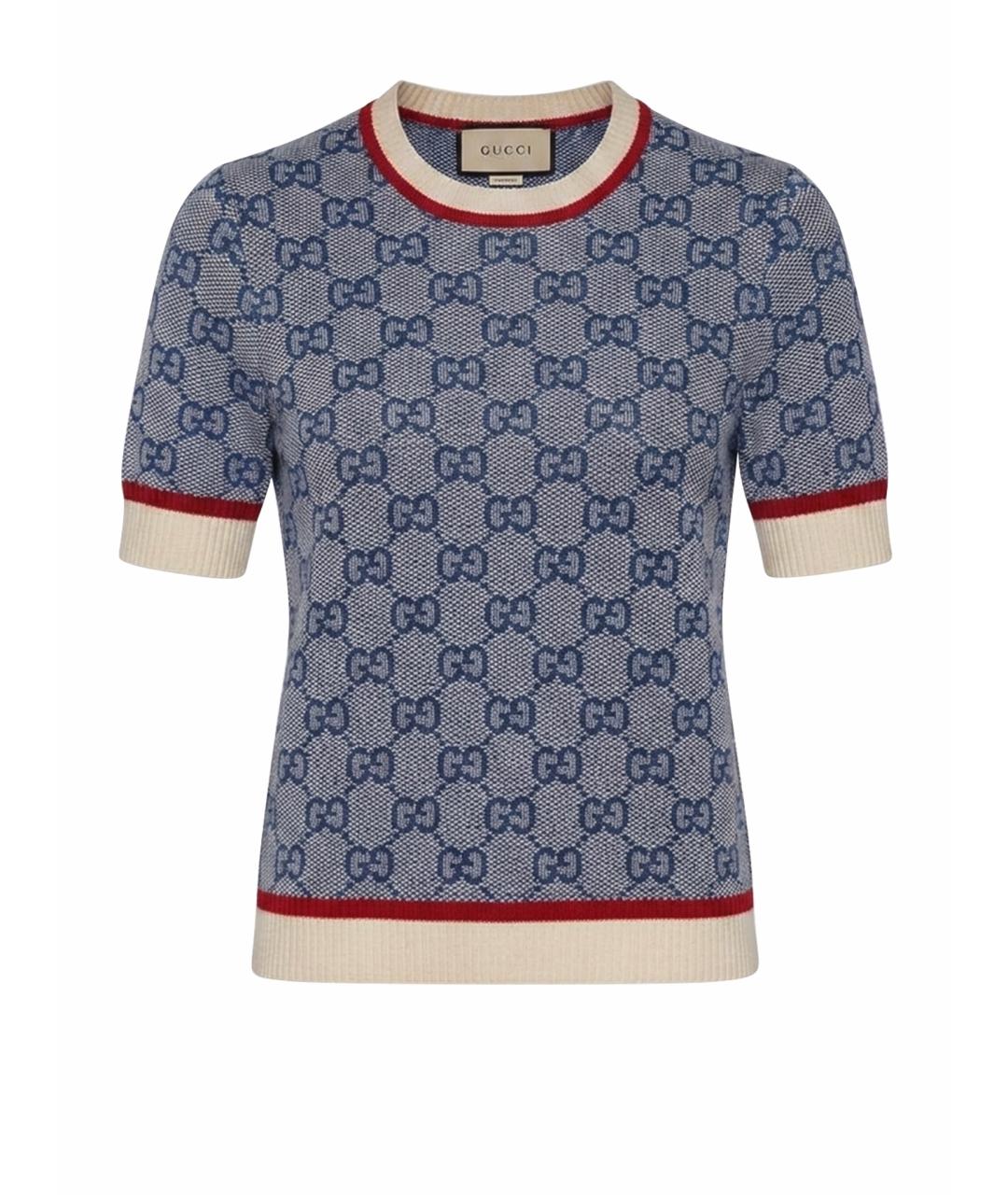 GUCCI Голубой шерстяной джемпер / свитер, фото 1