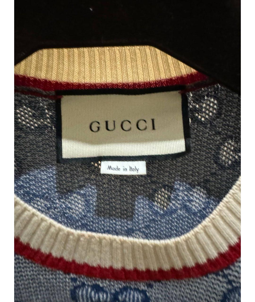 GUCCI Голубой шерстяной джемпер / свитер, фото 3