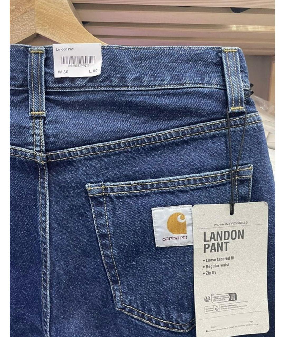 CARHARTT WIP Синие хлопко-полиэстеровые прямые джинсы, фото 3
