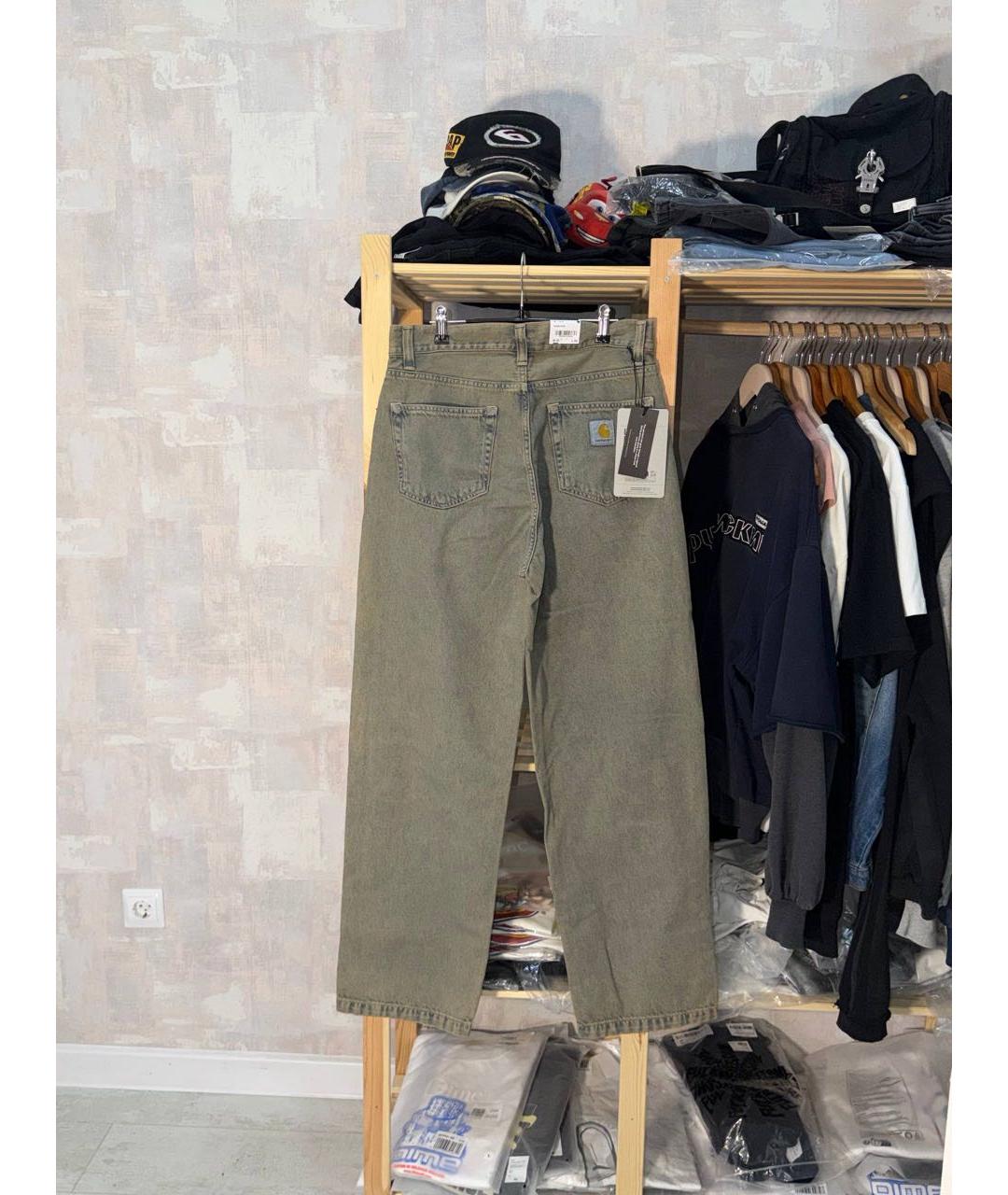 CARHARTT WIP Бежевые хлопко-полиэстеровые прямые джинсы, фото 6