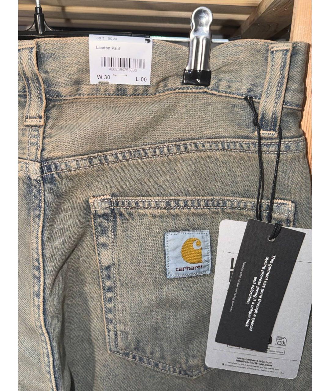 CARHARTT WIP Бежевые хлопко-полиэстеровые прямые джинсы, фото 3