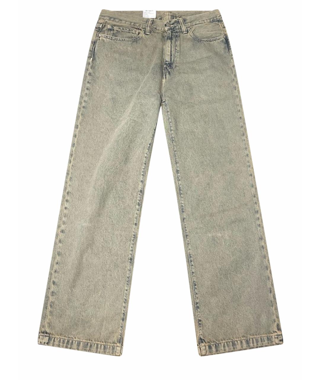 CARHARTT WIP Бежевые хлопко-полиэстеровые прямые джинсы, фото 1