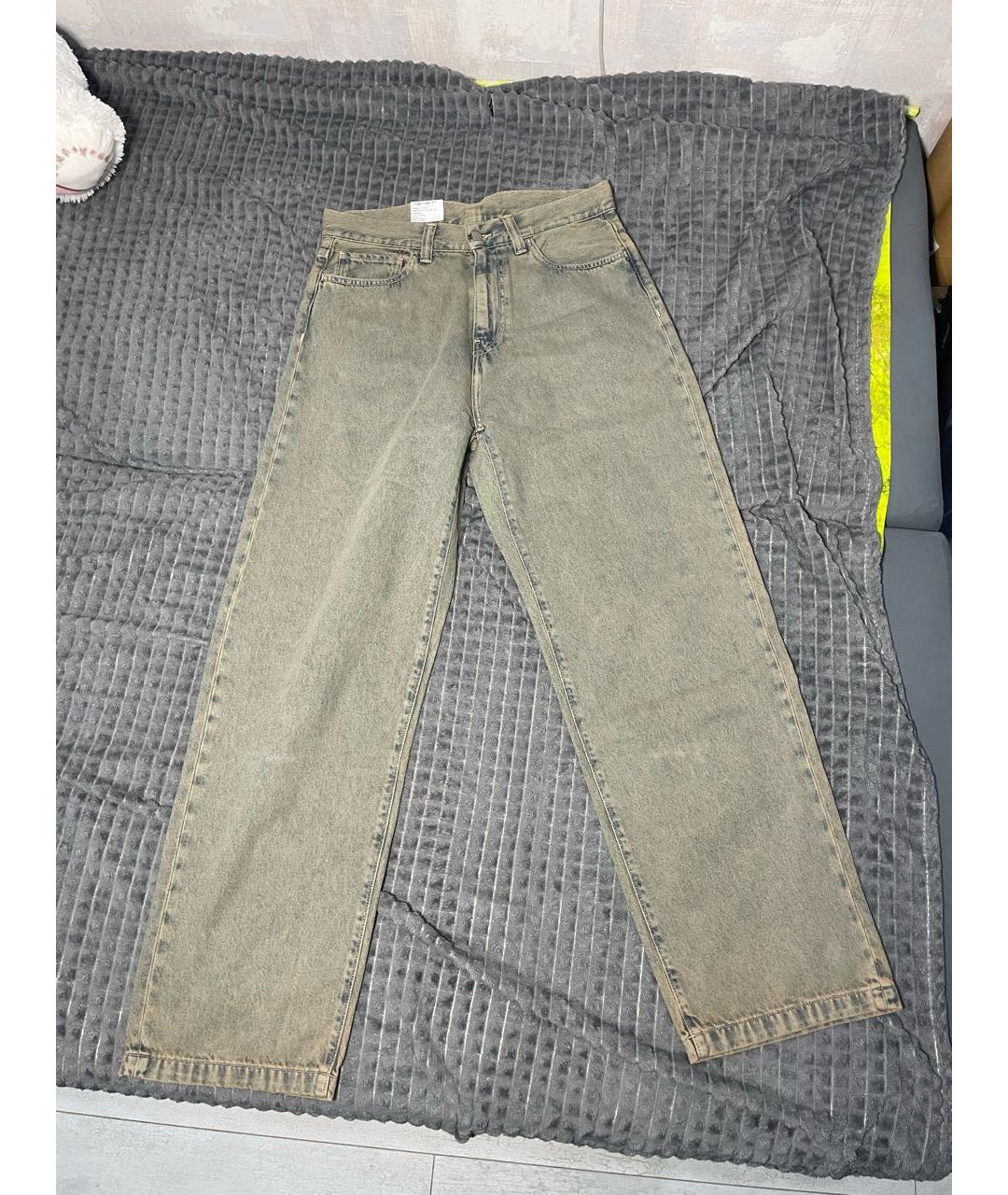 CARHARTT WIP Бежевые хлопко-полиэстеровые прямые джинсы, фото 2