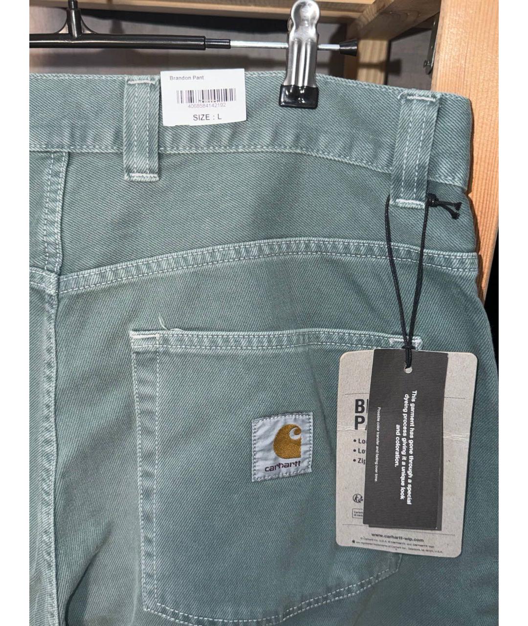 CARHARTT WIP Зеленые хлопковые прямые джинсы, фото 3