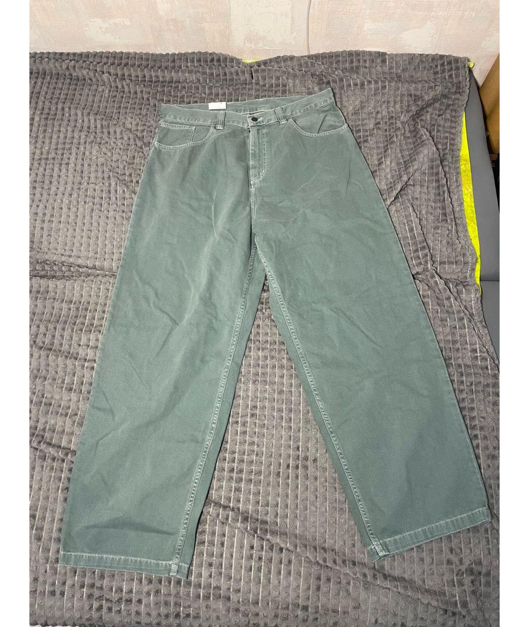 CARHARTT WIP Зеленые хлопковые прямые джинсы, фото 2