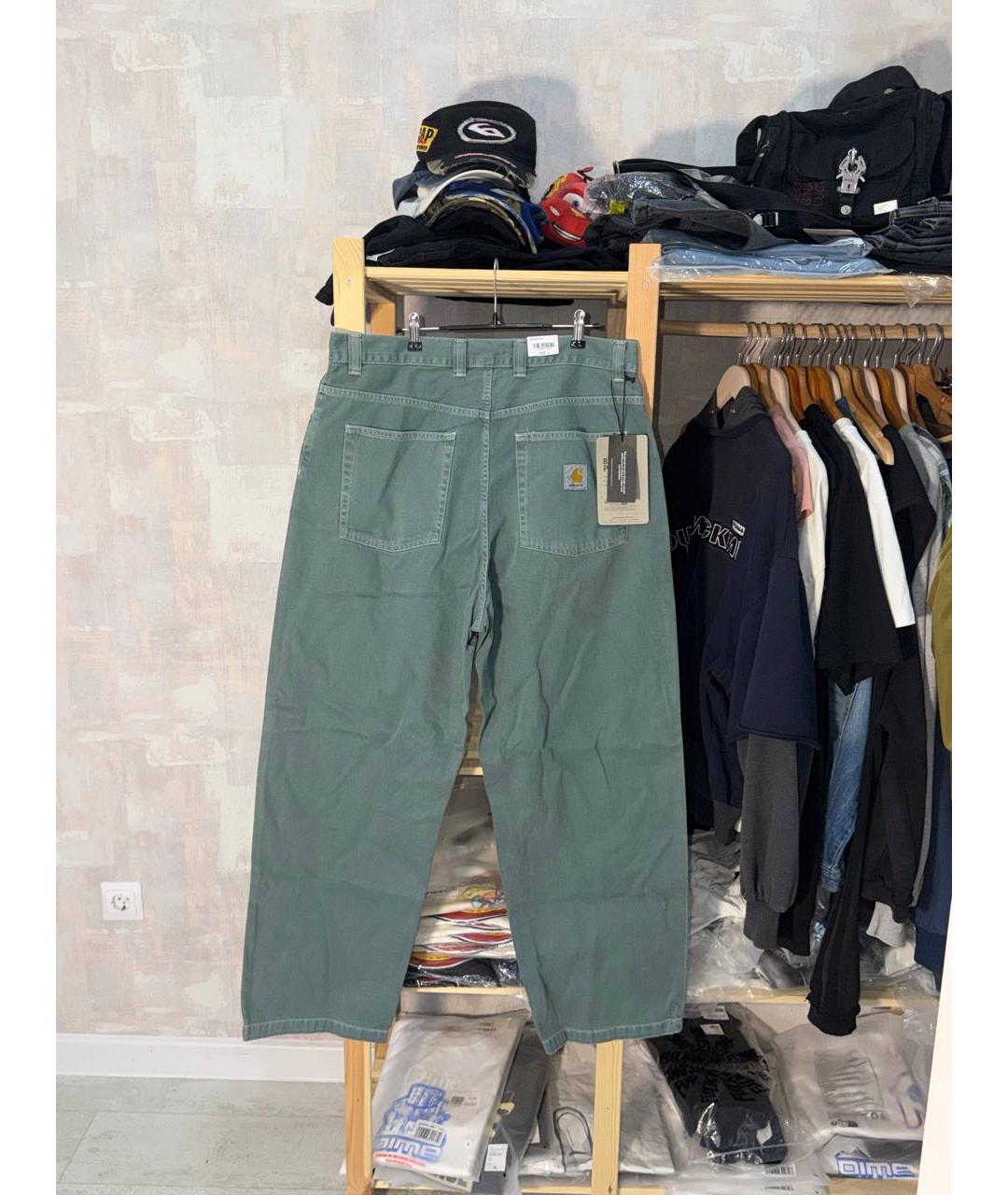 CARHARTT WIP Зеленые хлопковые прямые джинсы, фото 6