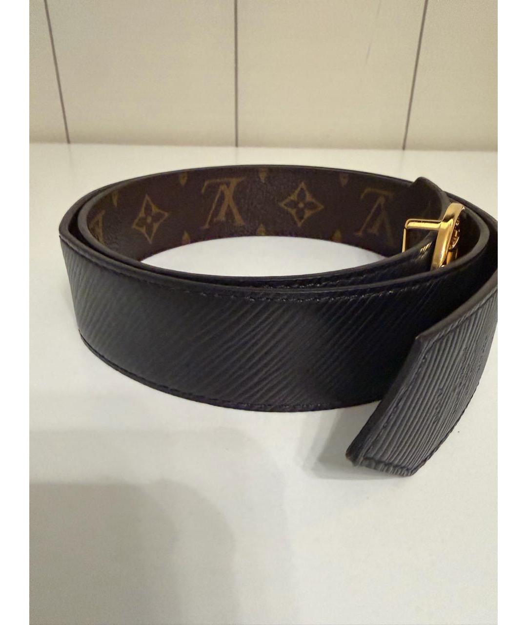 LOUIS VUITTON Черный кожаный ремень, фото 4