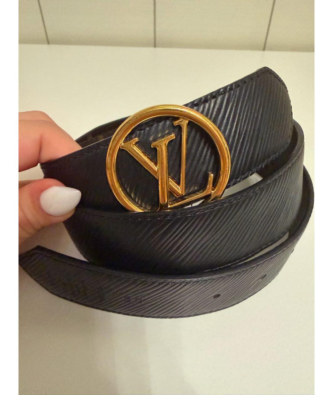LOUIS VUITTON Черный кожаный ремень, фото 2