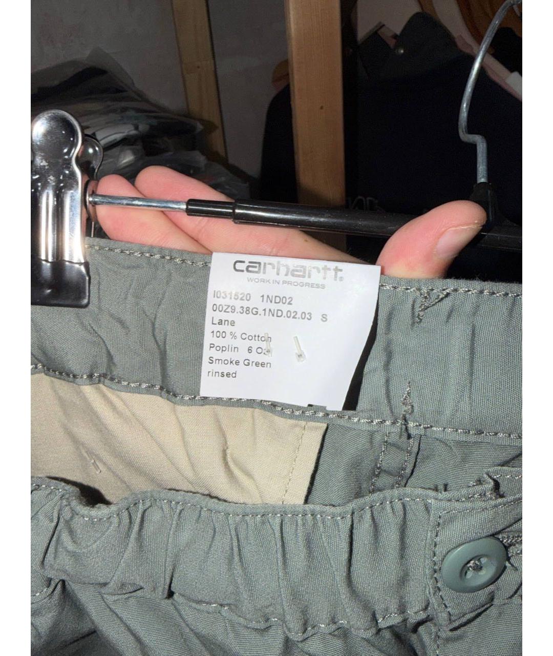 CARHARTT WIP Зеленые хлопко-эластановые повседневные брюки, фото 4