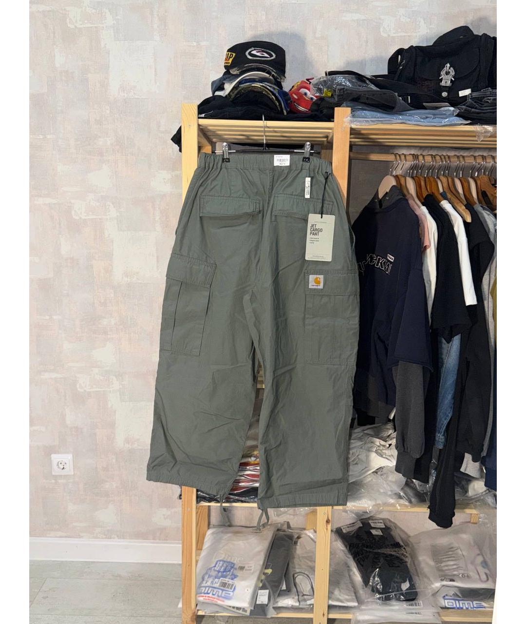 CARHARTT WIP Зеленые хлопко-эластановые повседневные брюки, фото 6