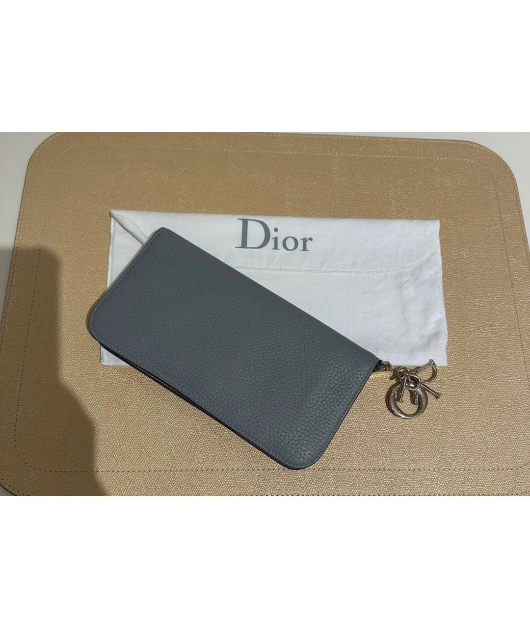 CHRISTIAN DIOR Антрацитовый кожаный кошелек, фото 4