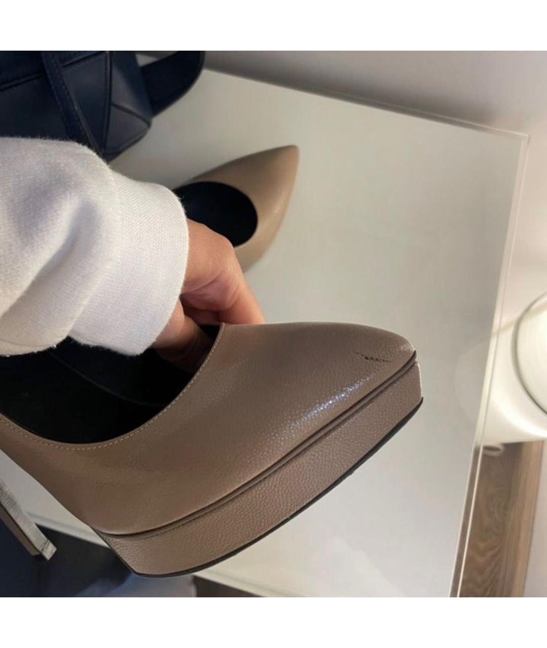 SAINT LAURENT Бежевые кожаные туфли, фото 7
