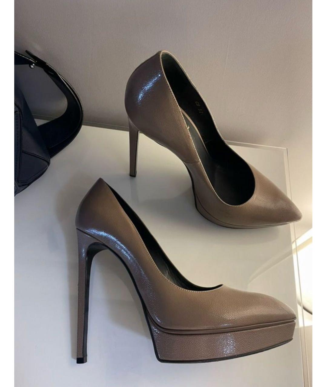SAINT LAURENT Бежевые кожаные туфли, фото 8