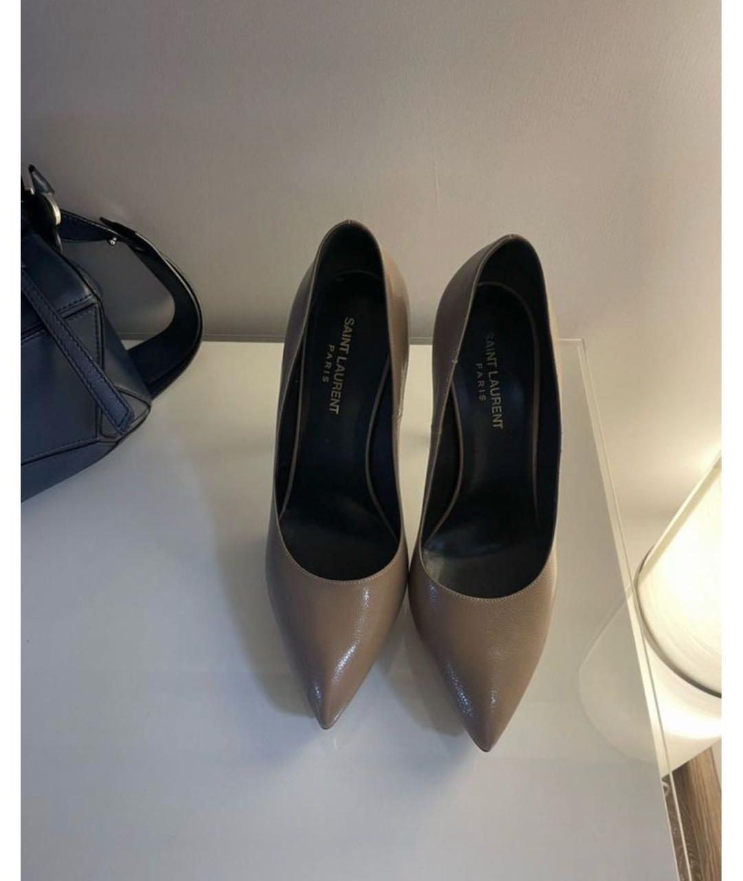 SAINT LAURENT Бежевые кожаные туфли, фото 3