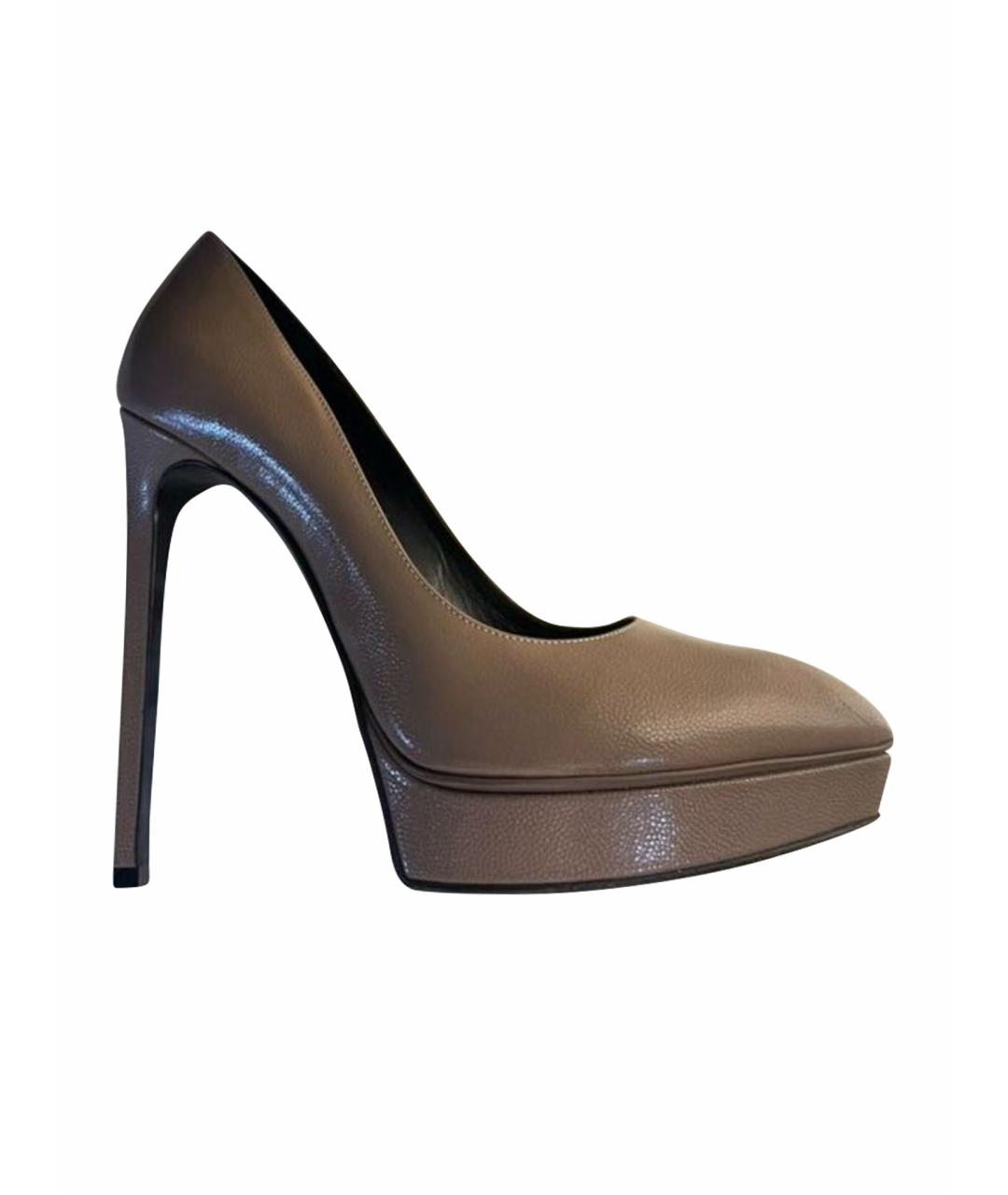 SAINT LAURENT Бежевые кожаные туфли, фото 1