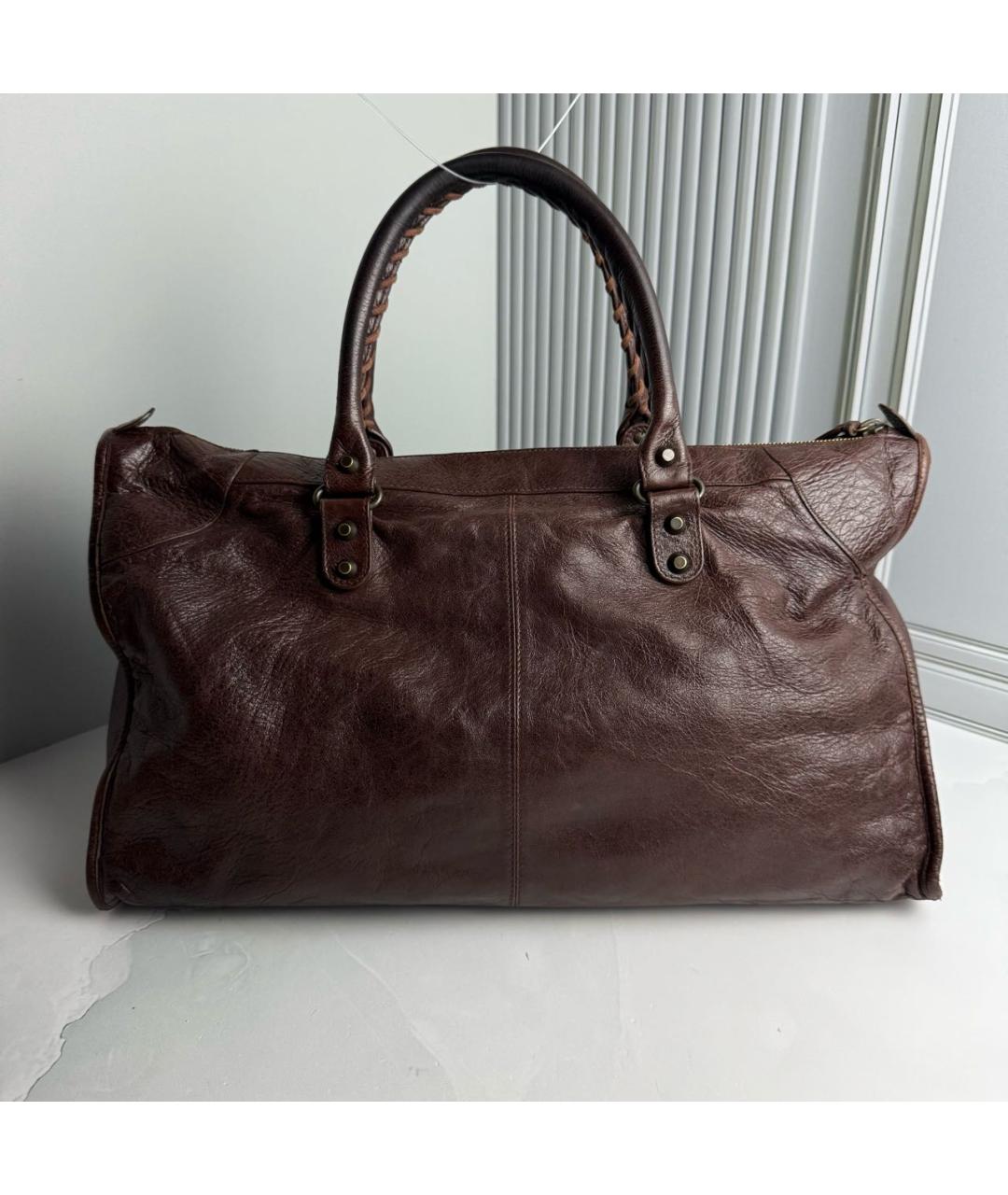 BALENCIAGA Коричневая кожаная сумка тоут, фото 2