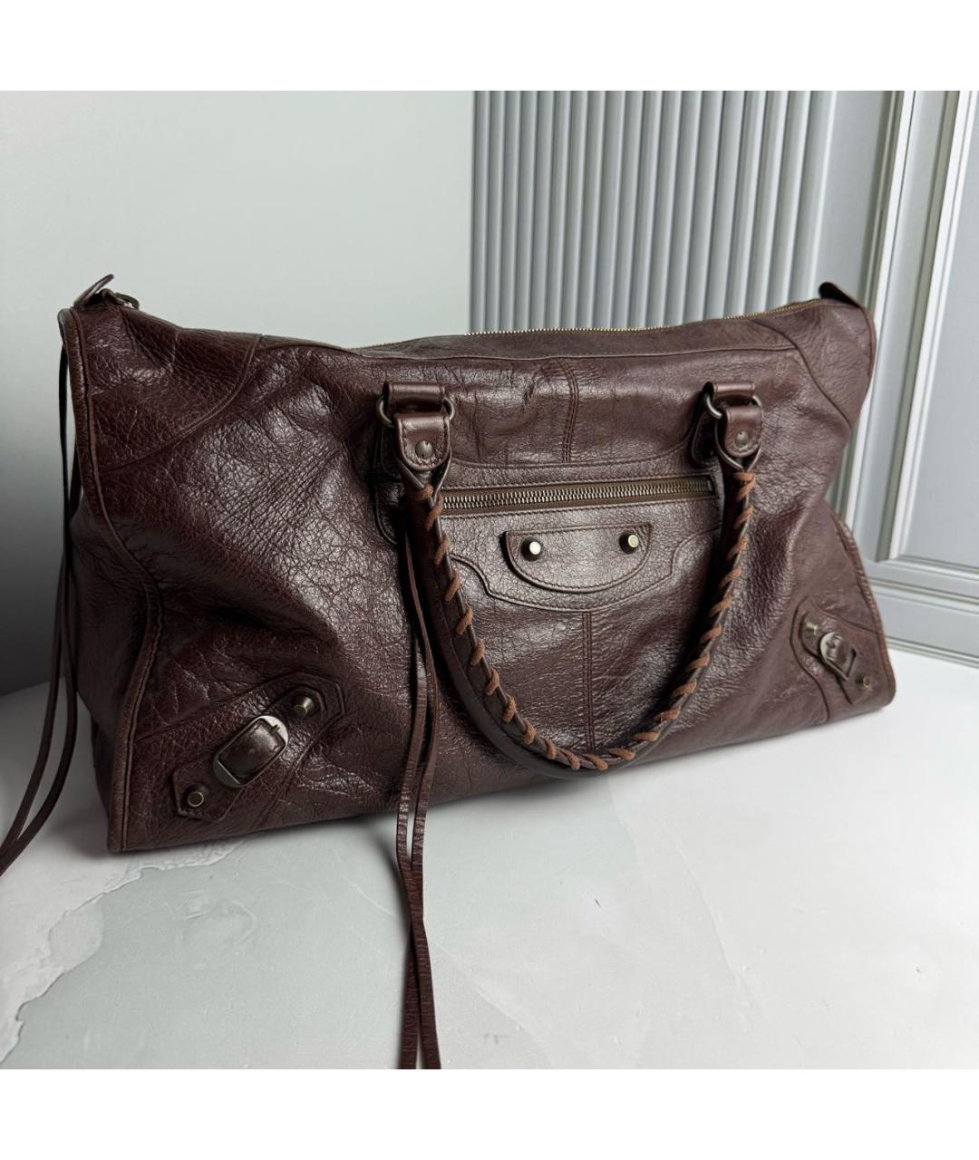 BALENCIAGA Коричневая кожаная сумка тоут, фото 3