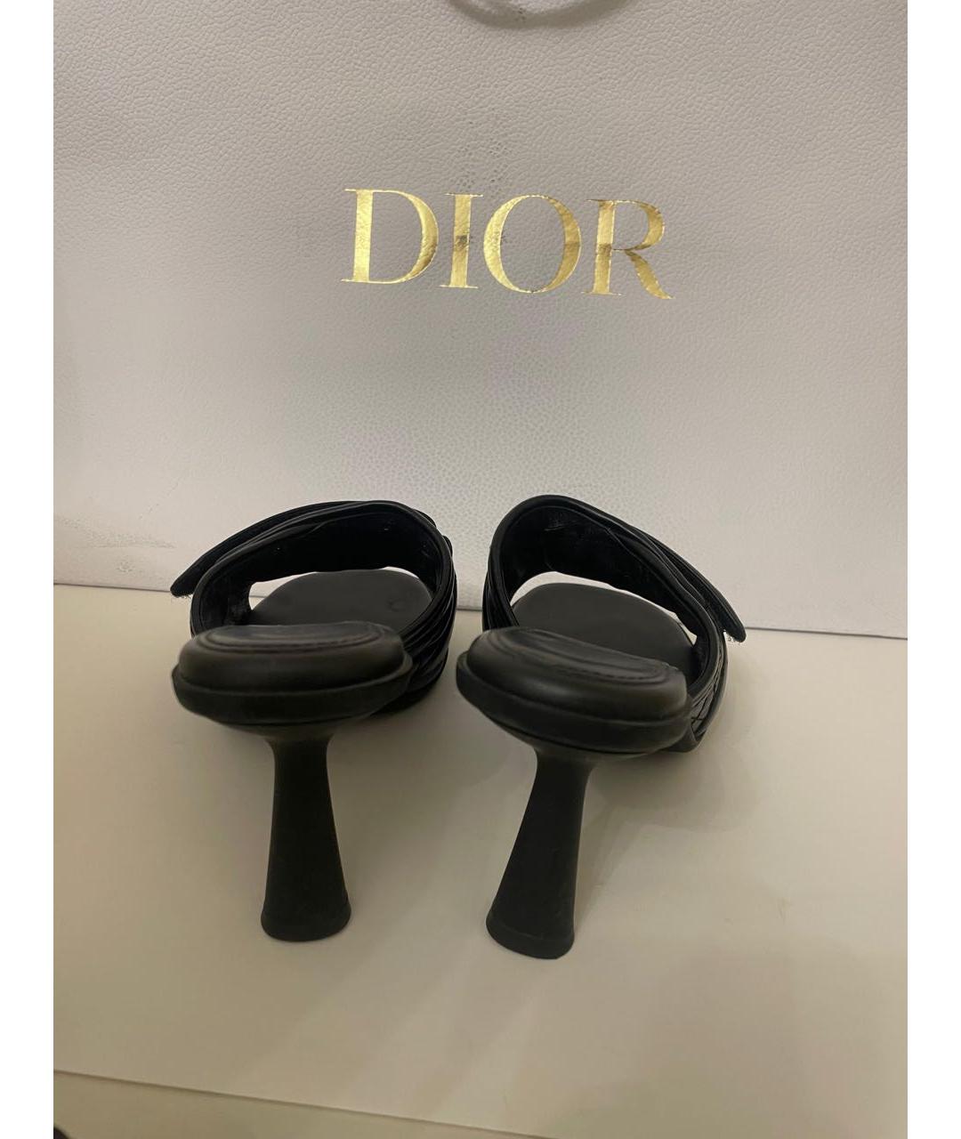 CHRISTIAN DIOR Черные кожаные босоножки, фото 3