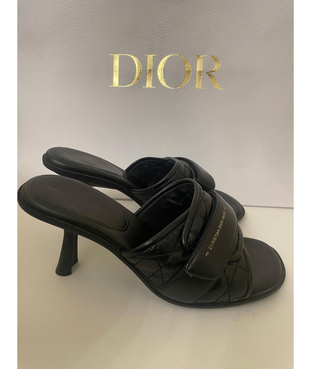 CHRISTIAN DIOR Черные кожаные босоножки, фото 9