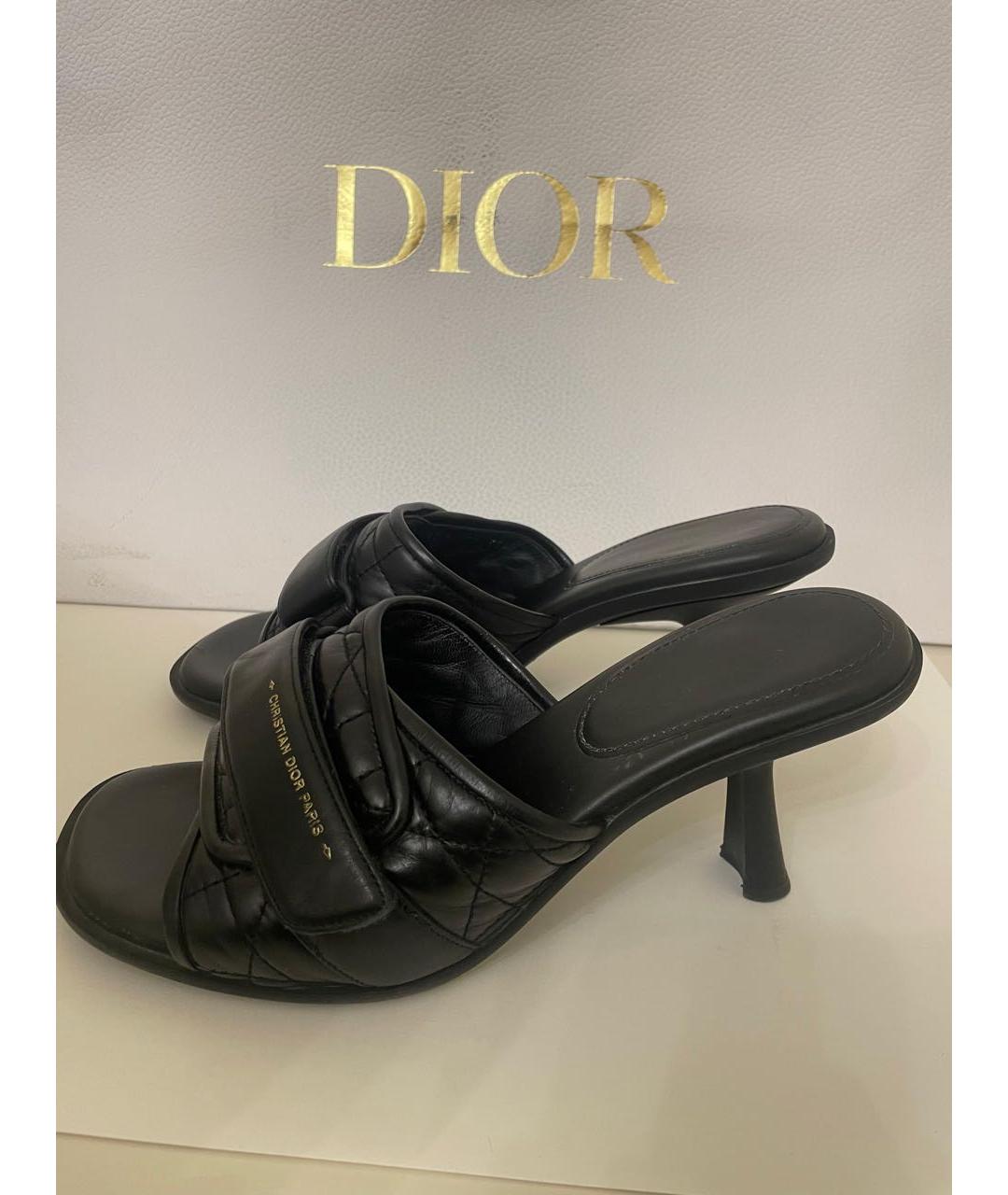 CHRISTIAN DIOR Черные кожаные босоножки, фото 4