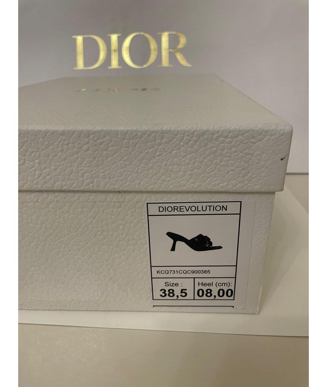 CHRISTIAN DIOR Черные кожаные босоножки, фото 6
