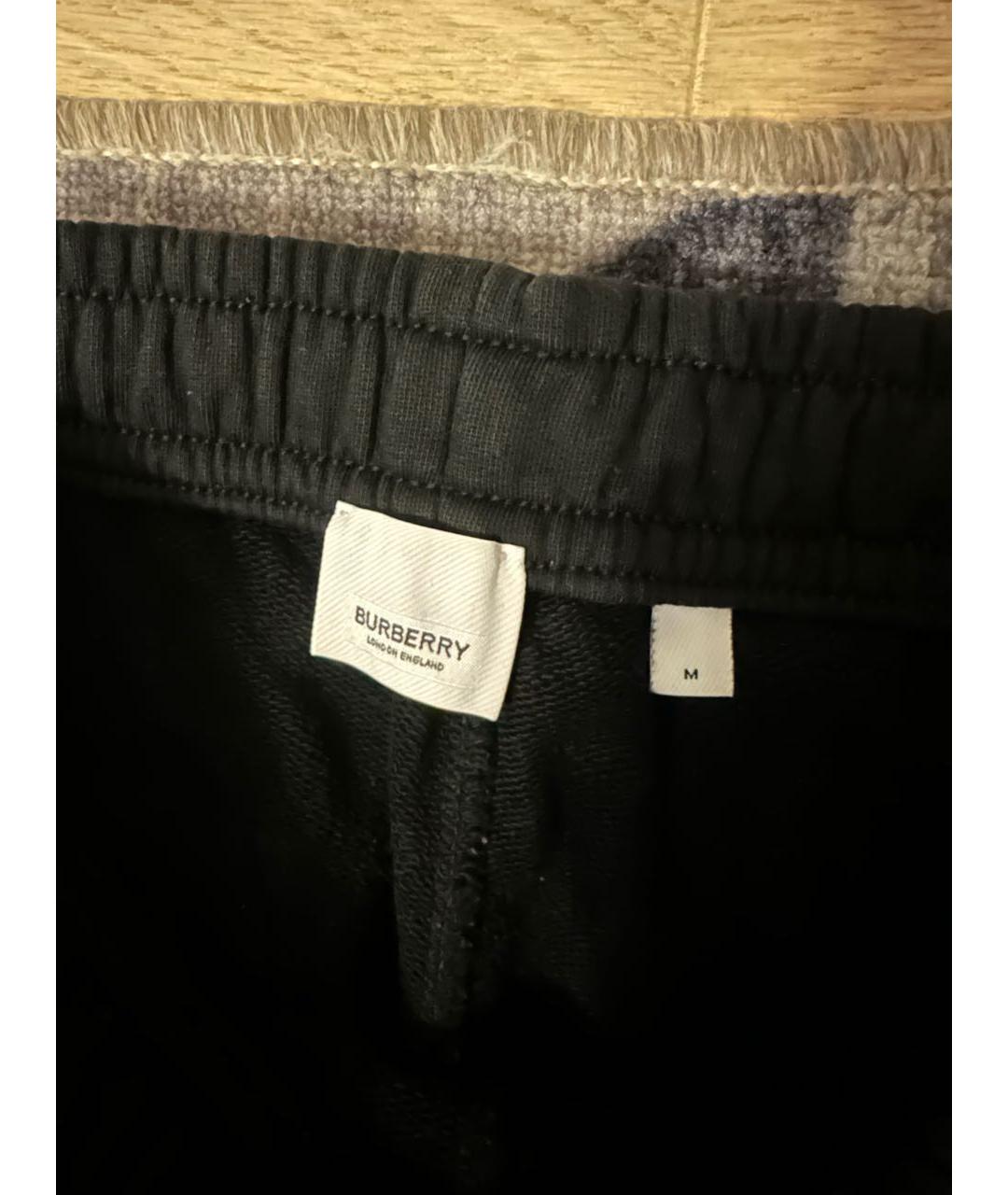 BURBERRY Черные хлопковые спортивные брюки и шорты, фото 3