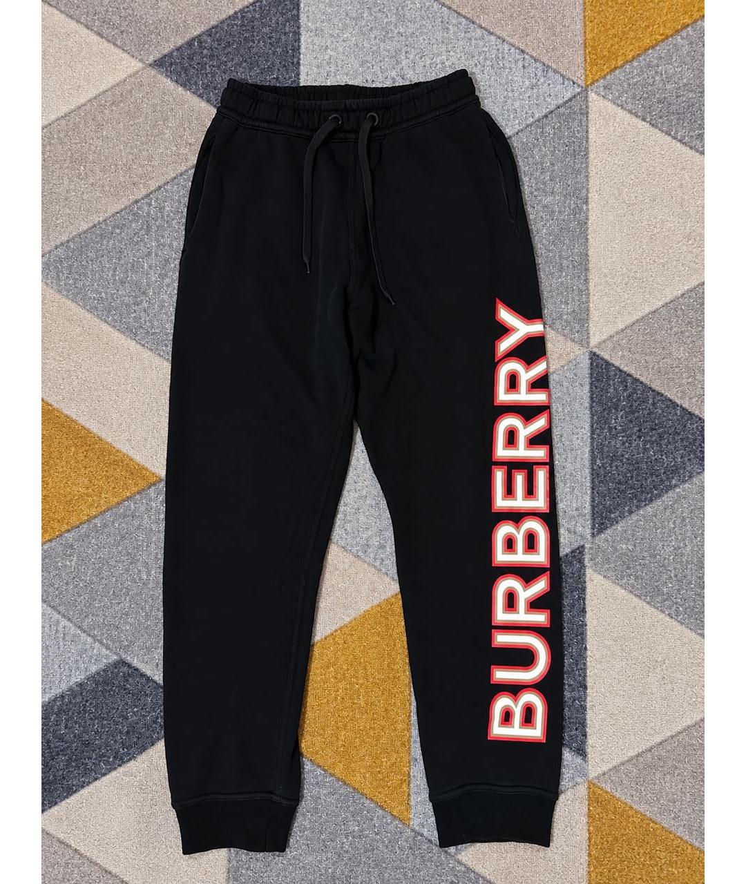 BURBERRY Черные хлопковые спортивные брюки и шорты, фото 4