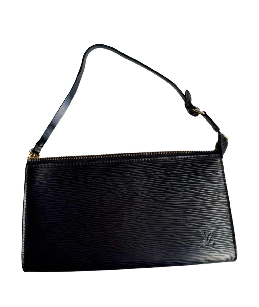 LOUIS VUITTON Черная кожаная сумка с короткими ручками, фото 1