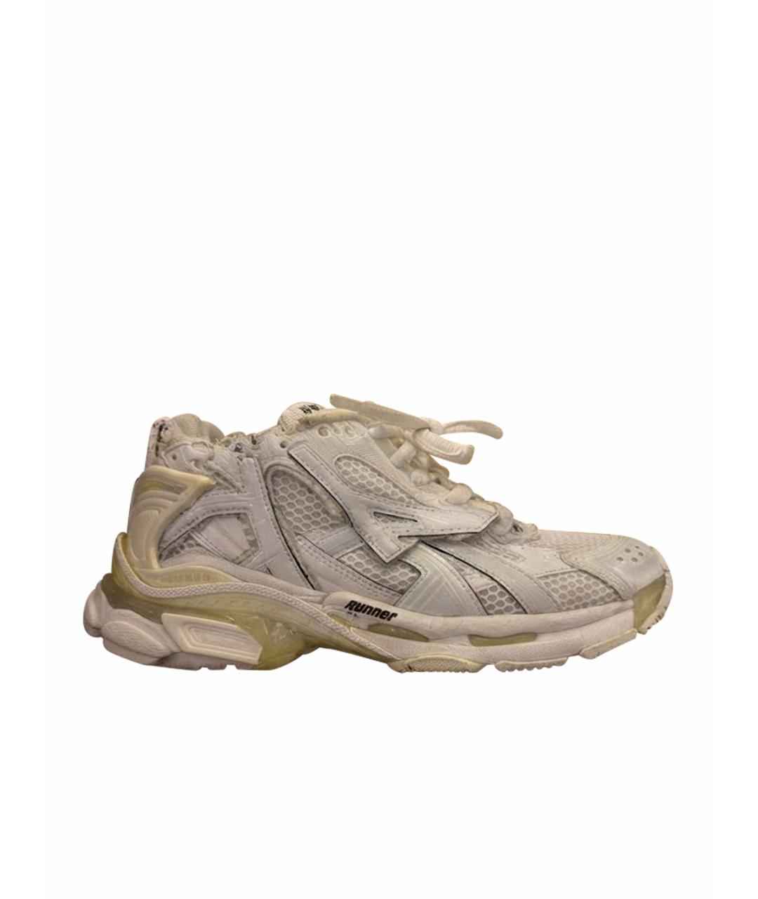 BALENCIAGA Белые кожаные кроссовки, фото 1