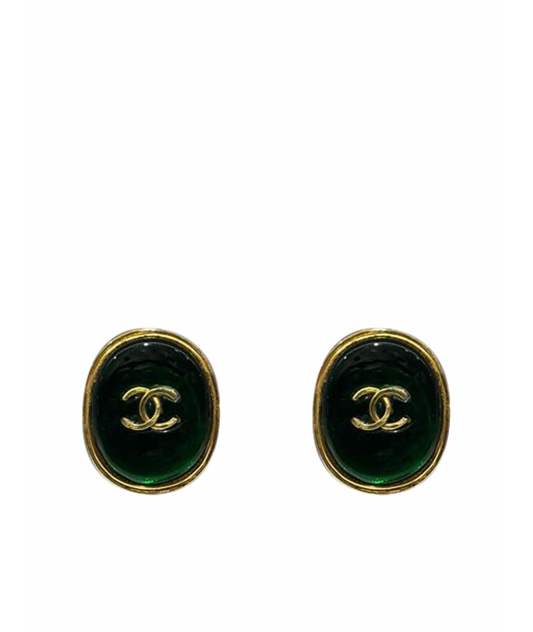 CHANEL Зеленые клипсы, фото 1
