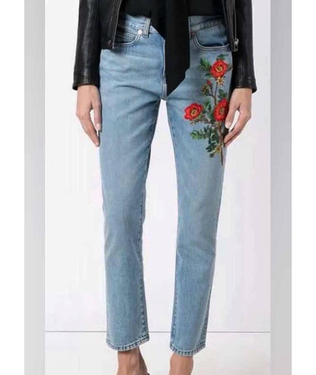 GUCCI Голубые хлопковые прямые джинсы, фото 4