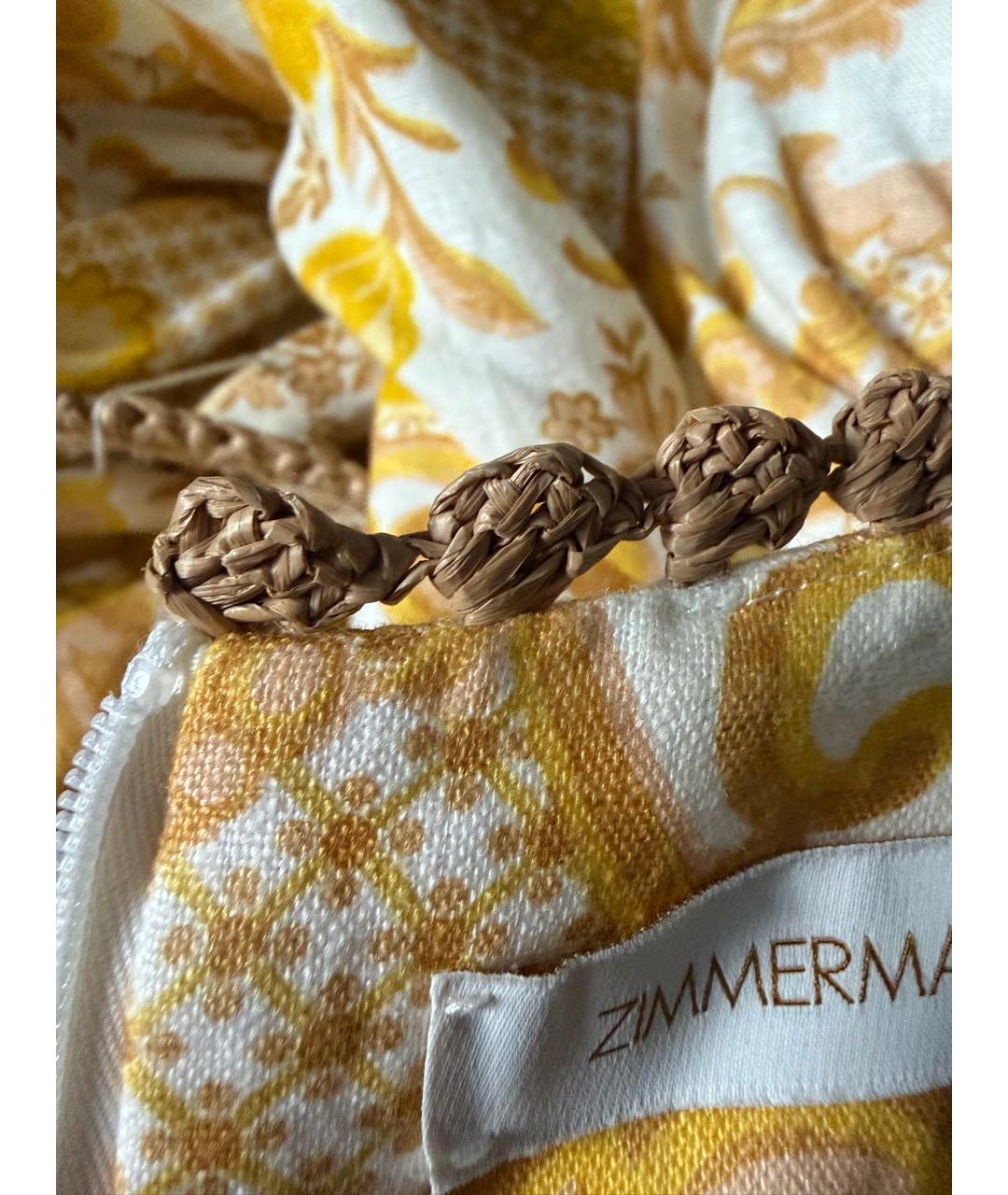 ZIMMERMANN Желтое льняное повседневное платье, фото 4