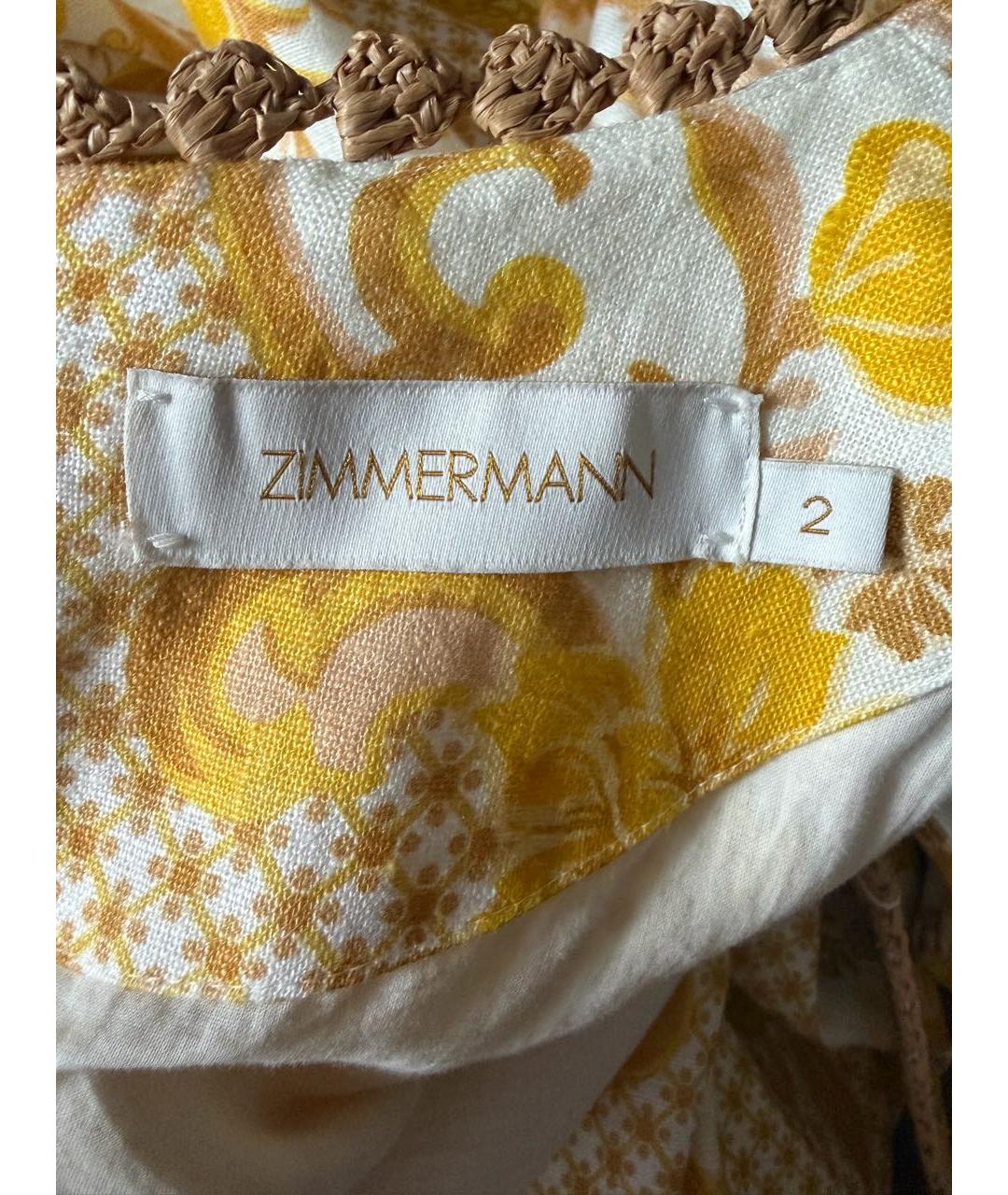 ZIMMERMANN Желтое льняное повседневное платье, фото 3