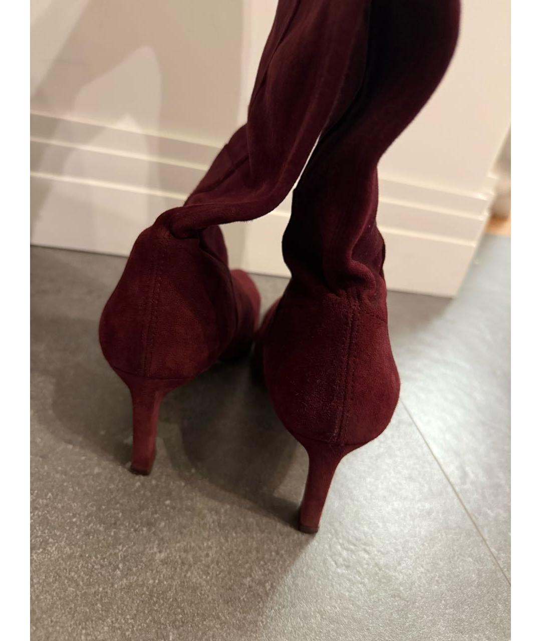 STUART WEITZMAN Бордовые замшевые сапоги, фото 2
