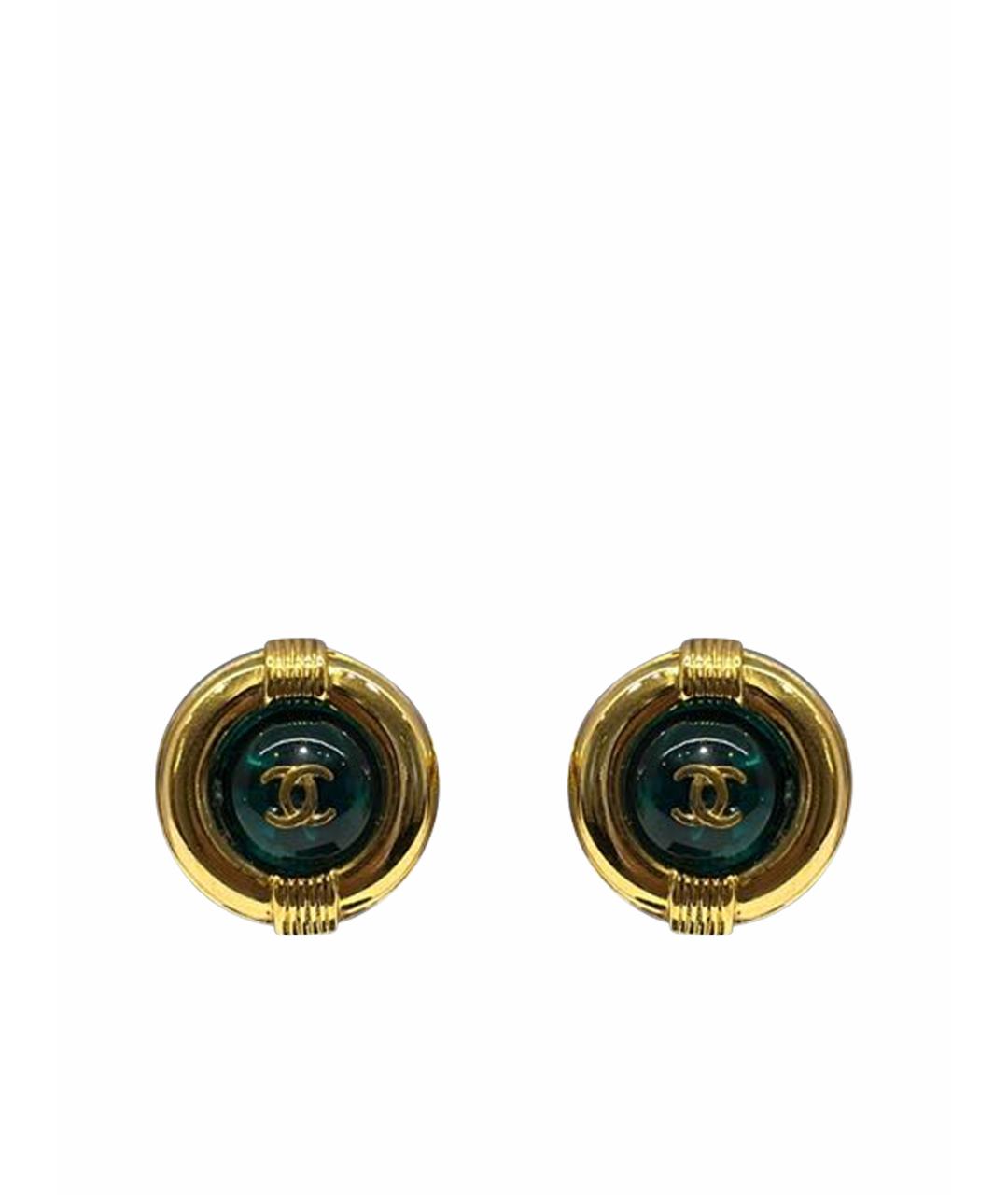 CHANEL Зеленые клипсы, фото 1