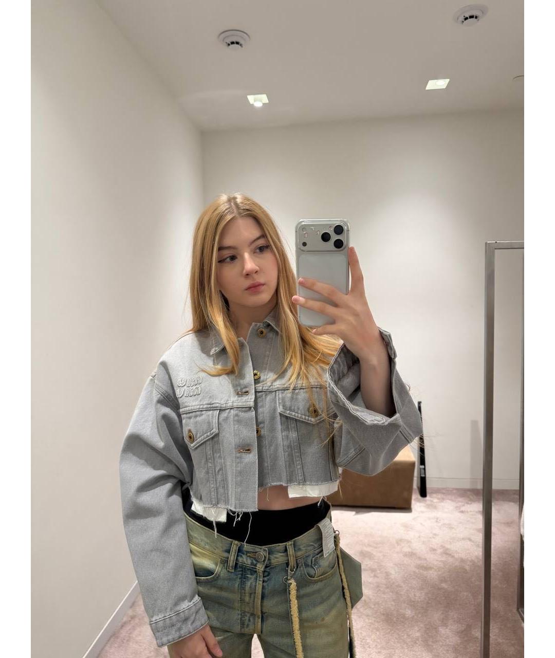 MIU MIU Серая деним куртка, фото 6