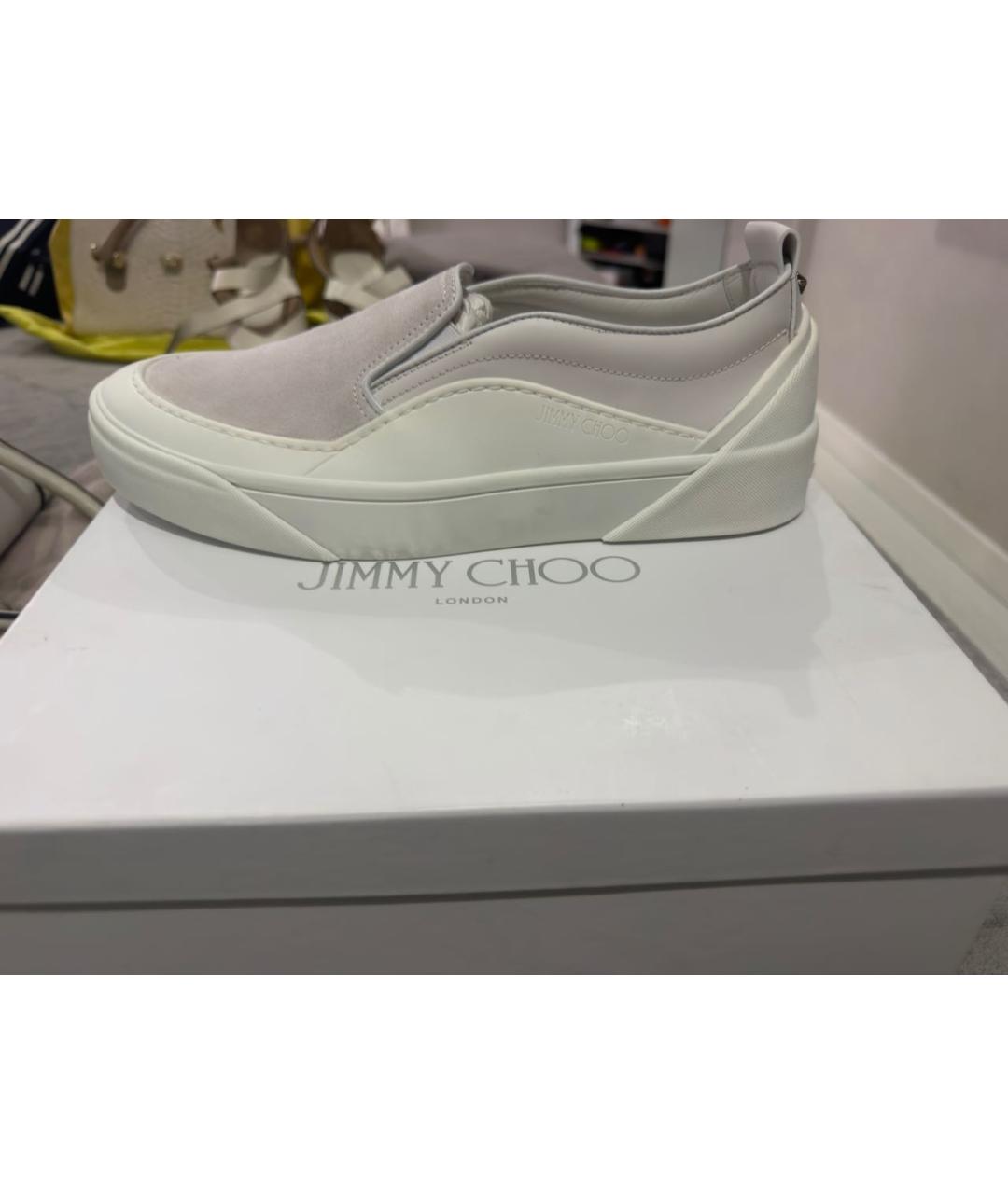 JIMMY CHOO Белые кожаные слипоны, фото 9