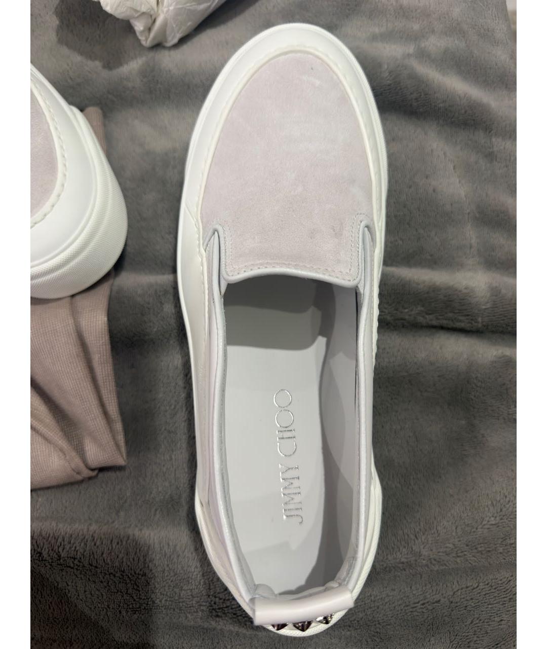 JIMMY CHOO Белые кожаные слипоны, фото 8