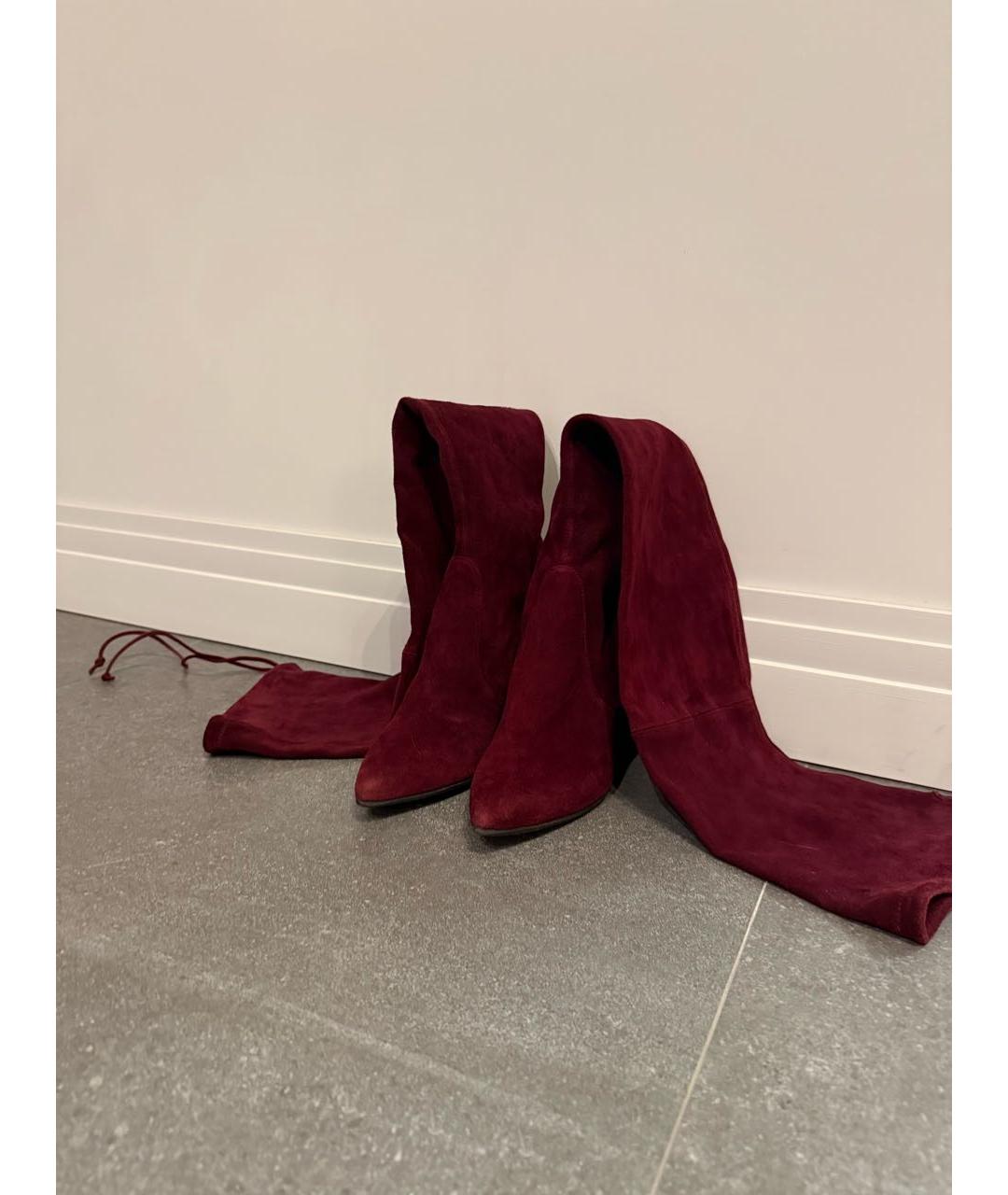 STUART WEITZMAN Бордовые замшевые ботфорты, фото 2