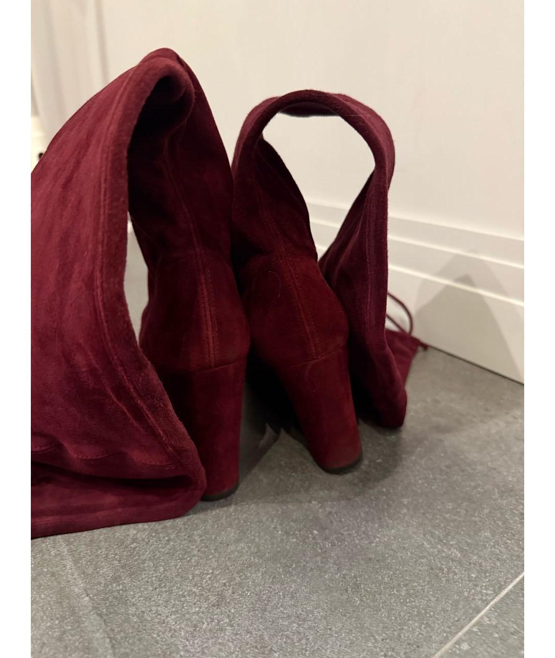 STUART WEITZMAN Бордовые замшевые ботфорты, фото 3