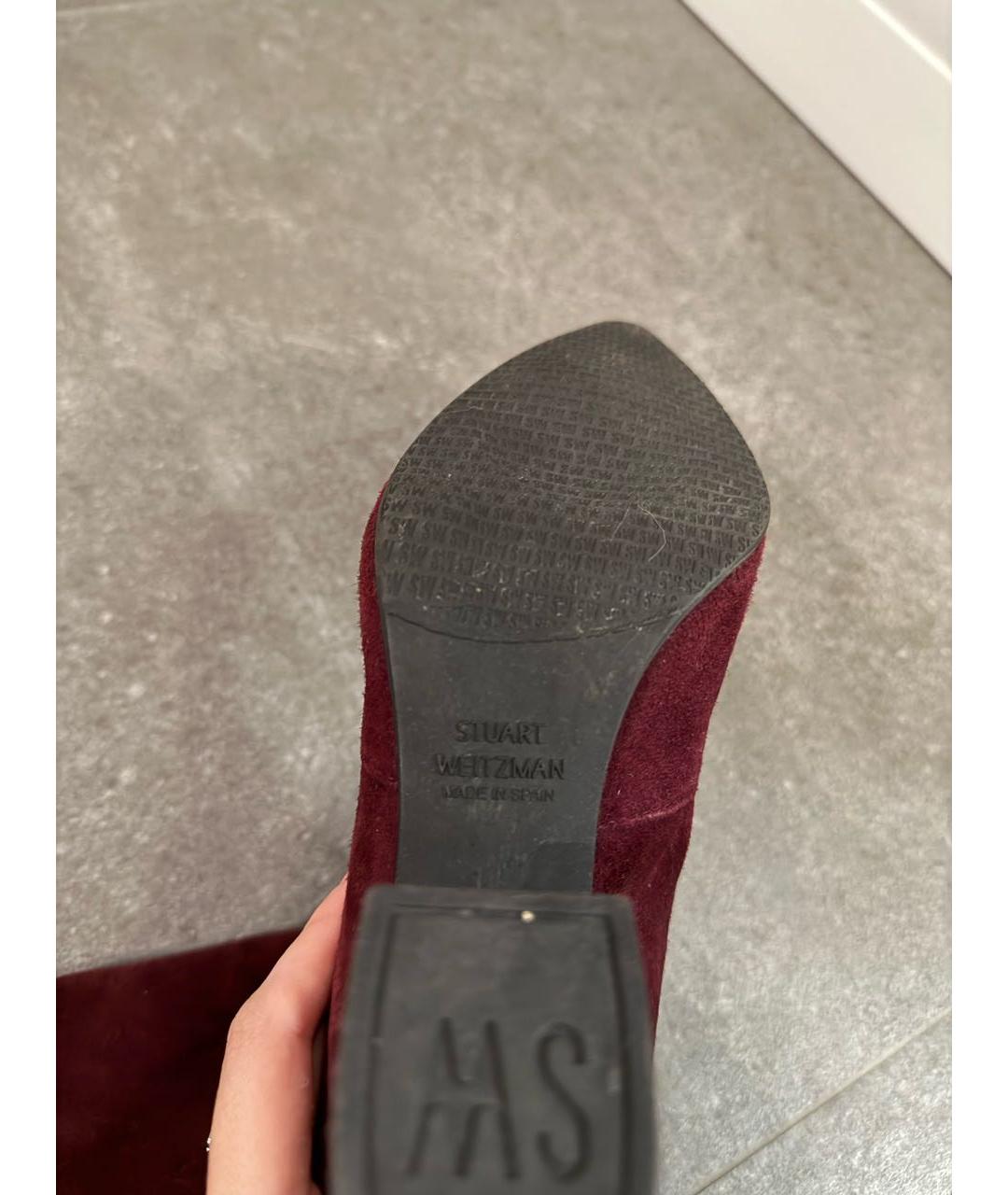 STUART WEITZMAN Бордовые замшевые ботфорты, фото 5