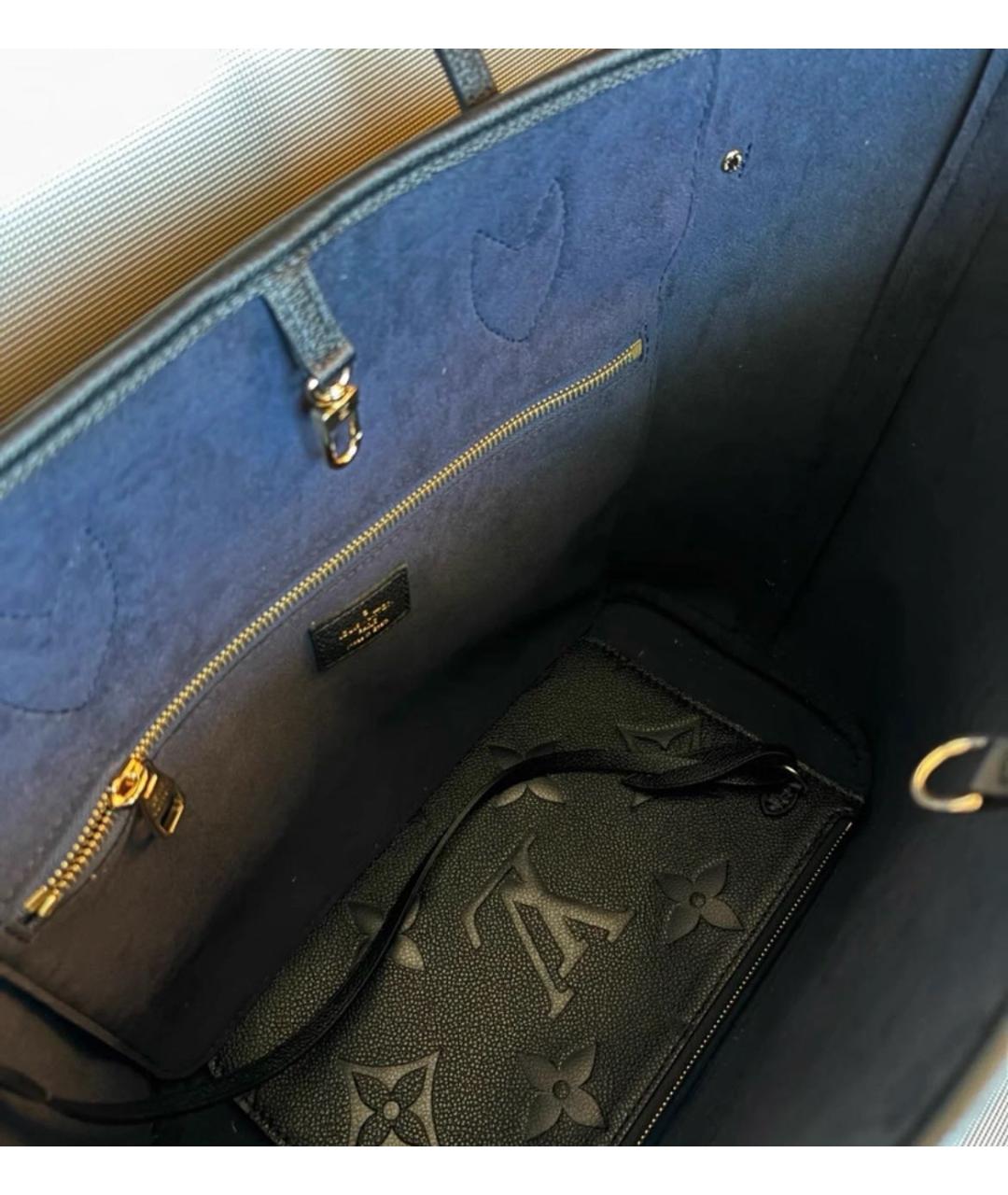 LOUIS VUITTON Черная кожаная сумка тоут, фото 6