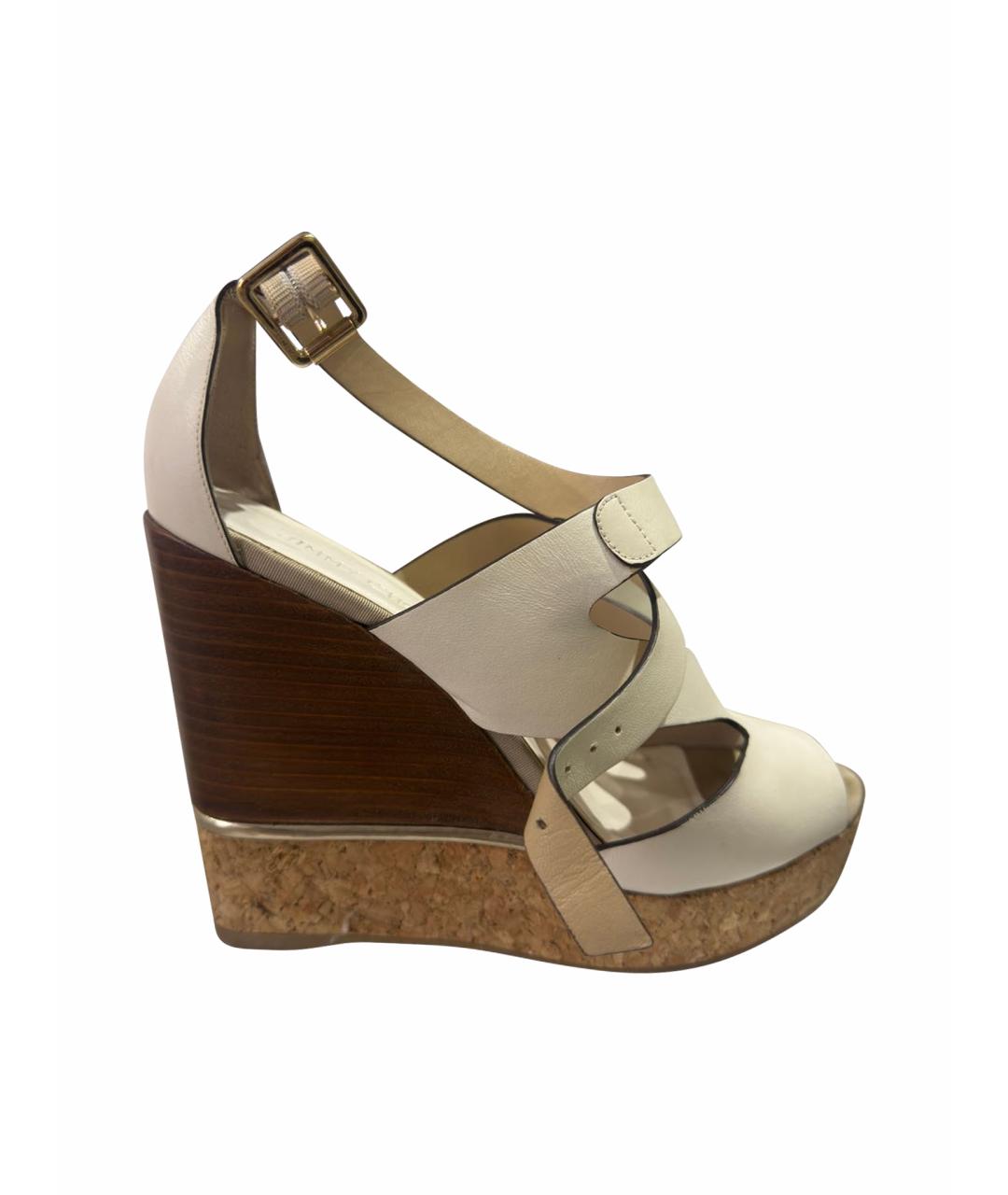 JIMMY CHOO Бежевые кожаные босоножки, фото 1